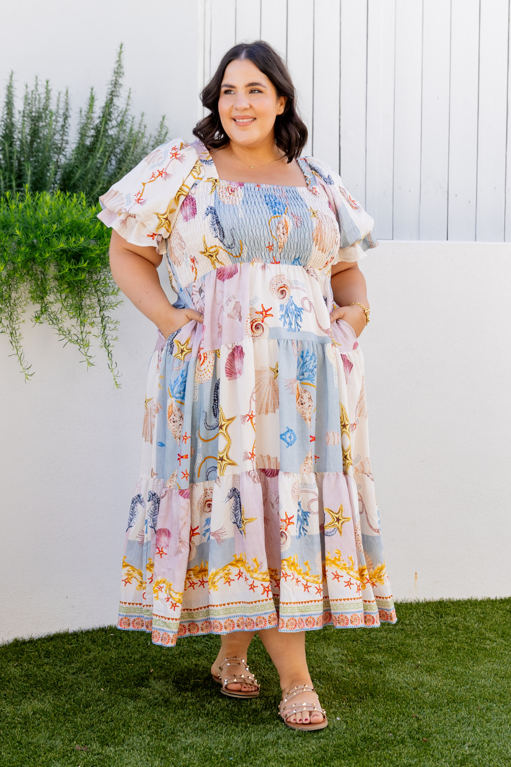 Shiloh Midi Dress Ocean Queen Print