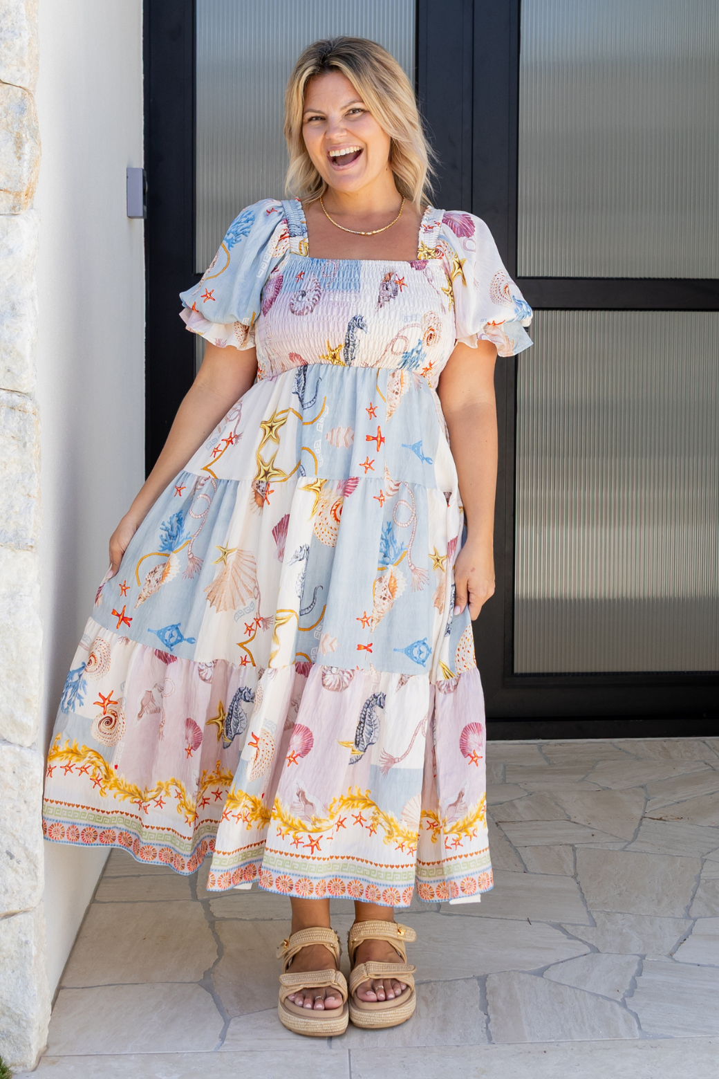 Shiloh Midi Dress Ocean Queen Print