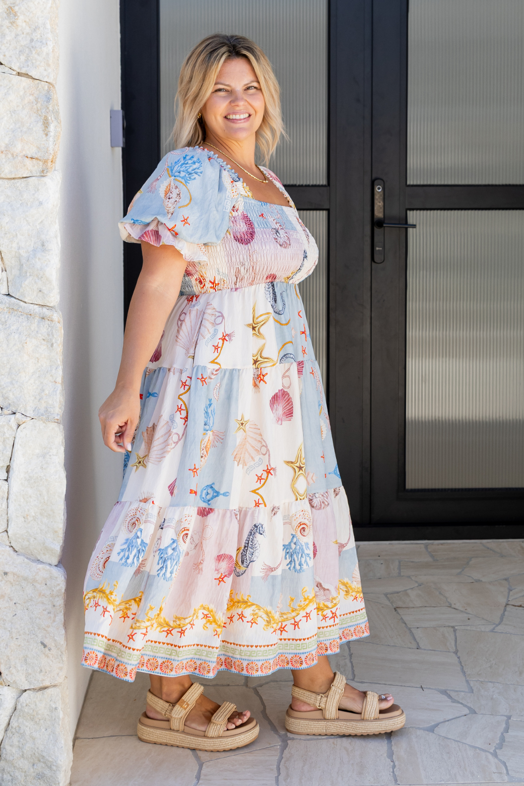 Shiloh Midi Dress Ocean Queen Print
