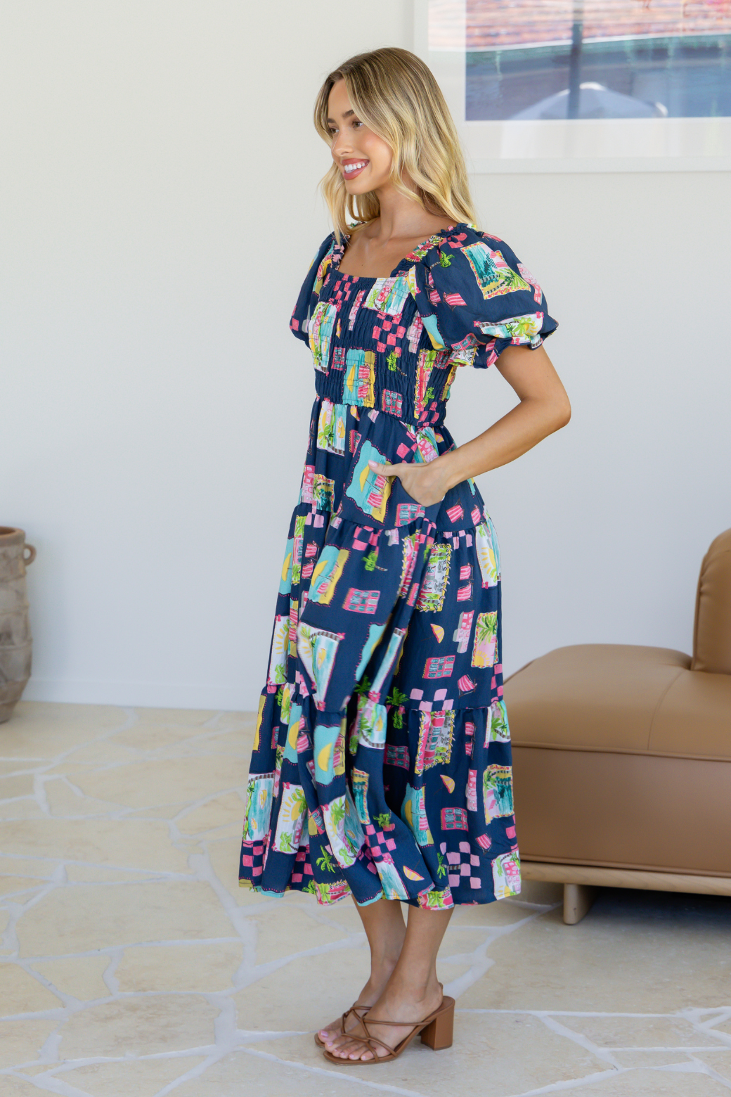 Shiloh Midi Dress Tuscan Sun Print