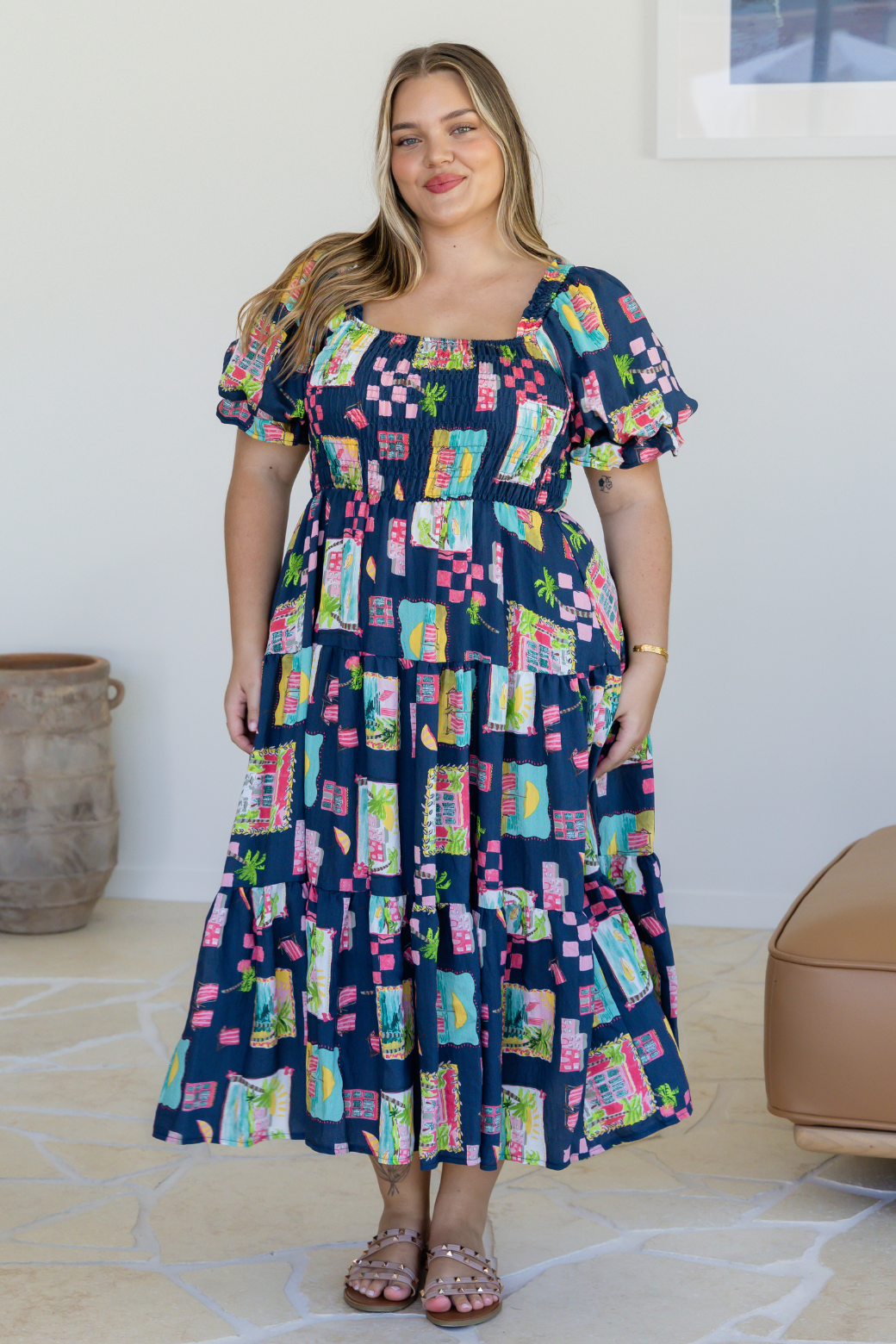 Shiloh Midi Dress Tuscan Sun Print