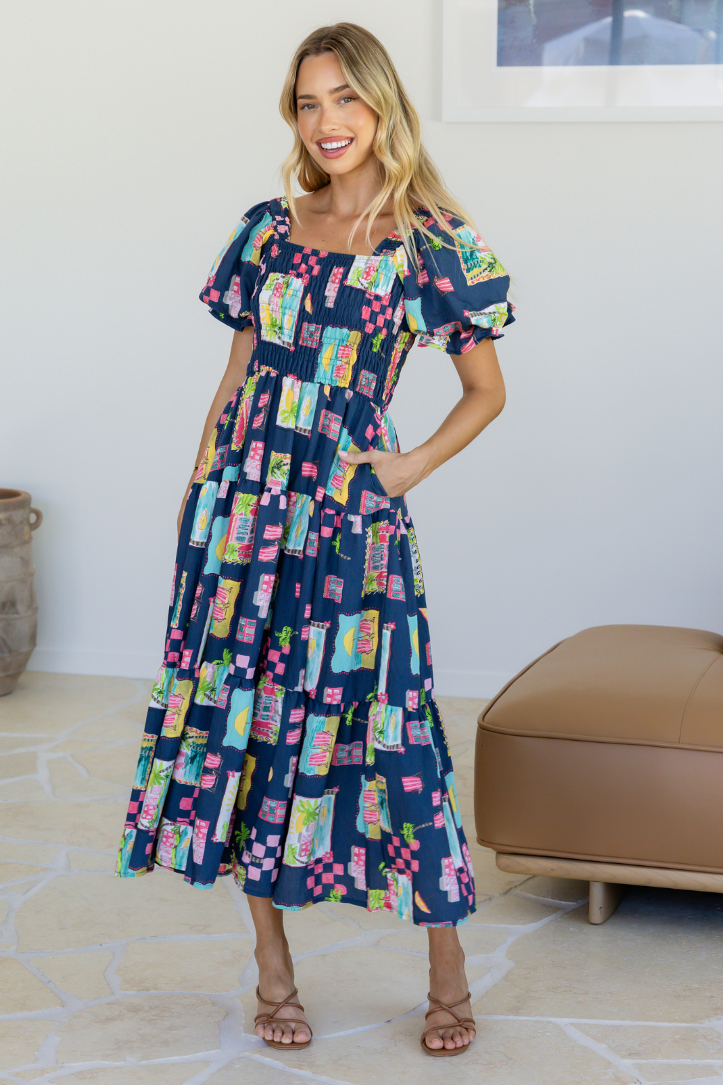 Shiloh Midi Dress Tuscan Sun Print