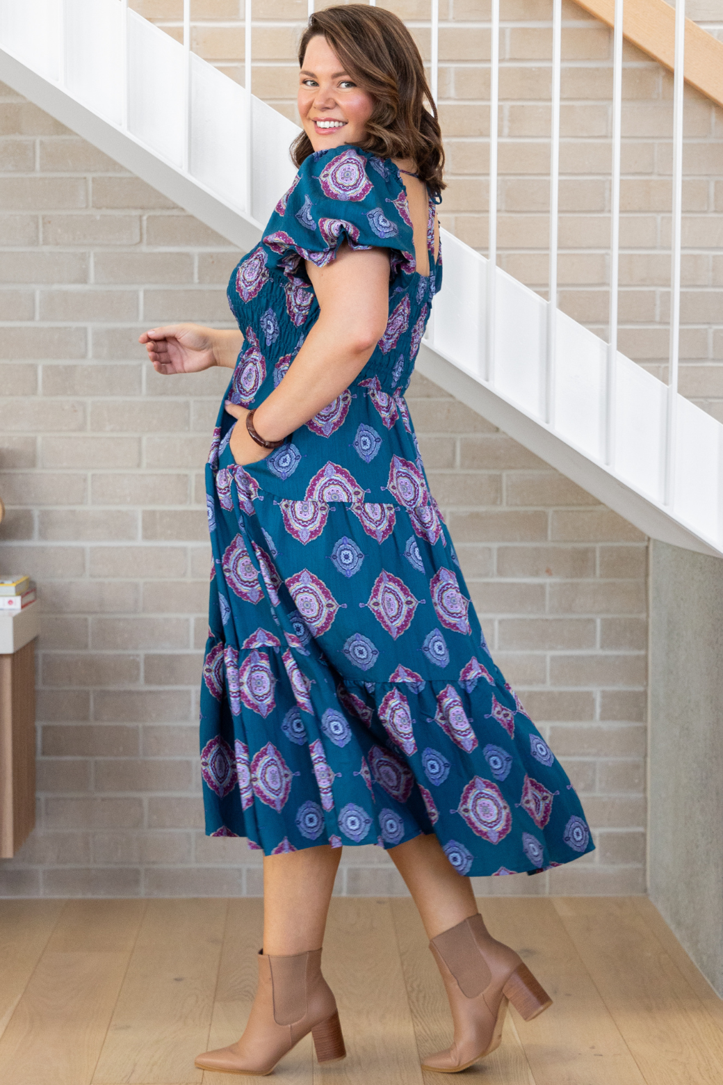 Shiloh Midi Dress Zara Print Teal