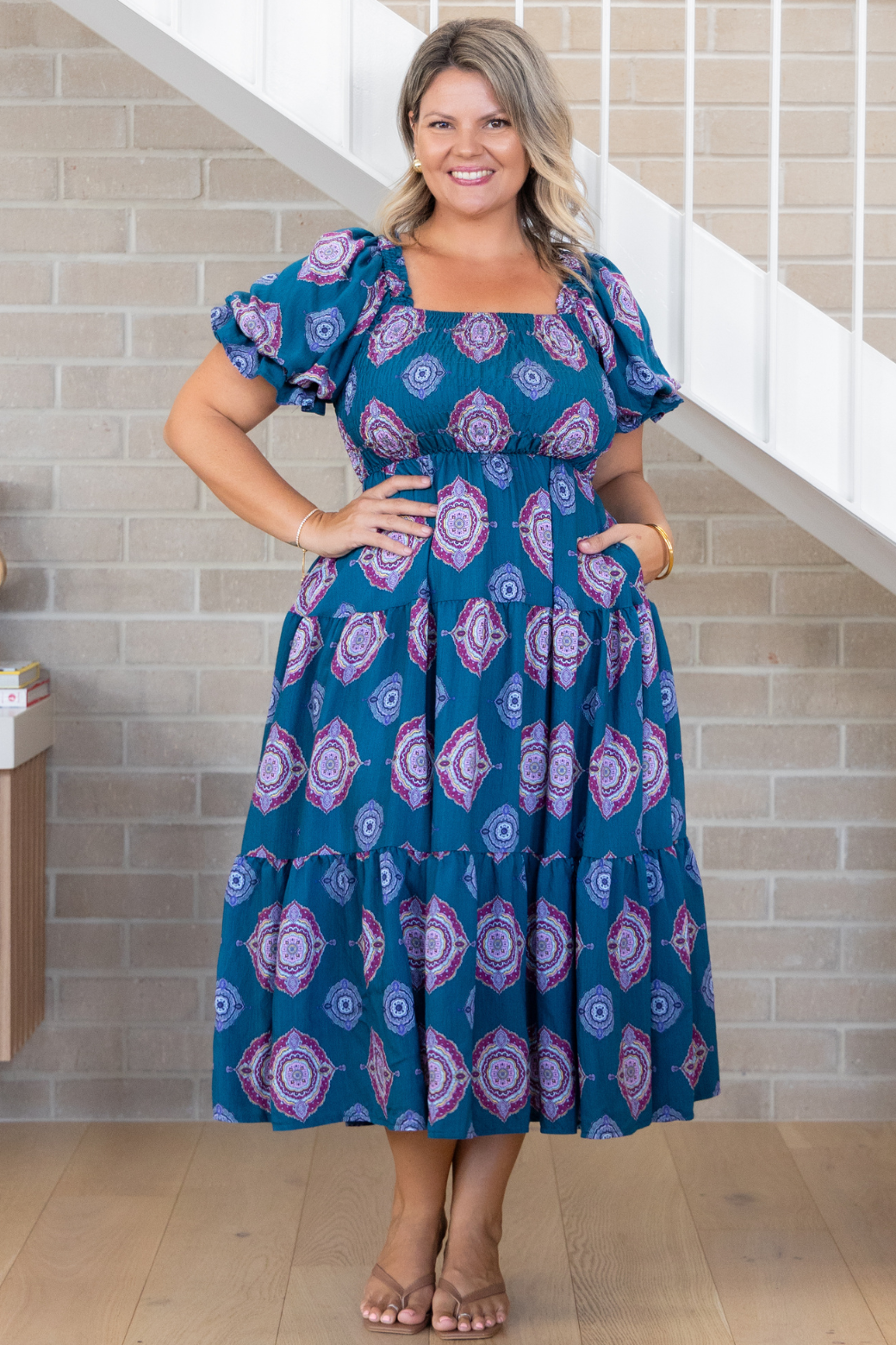 Shiloh Midi Dress Zara Print Teal