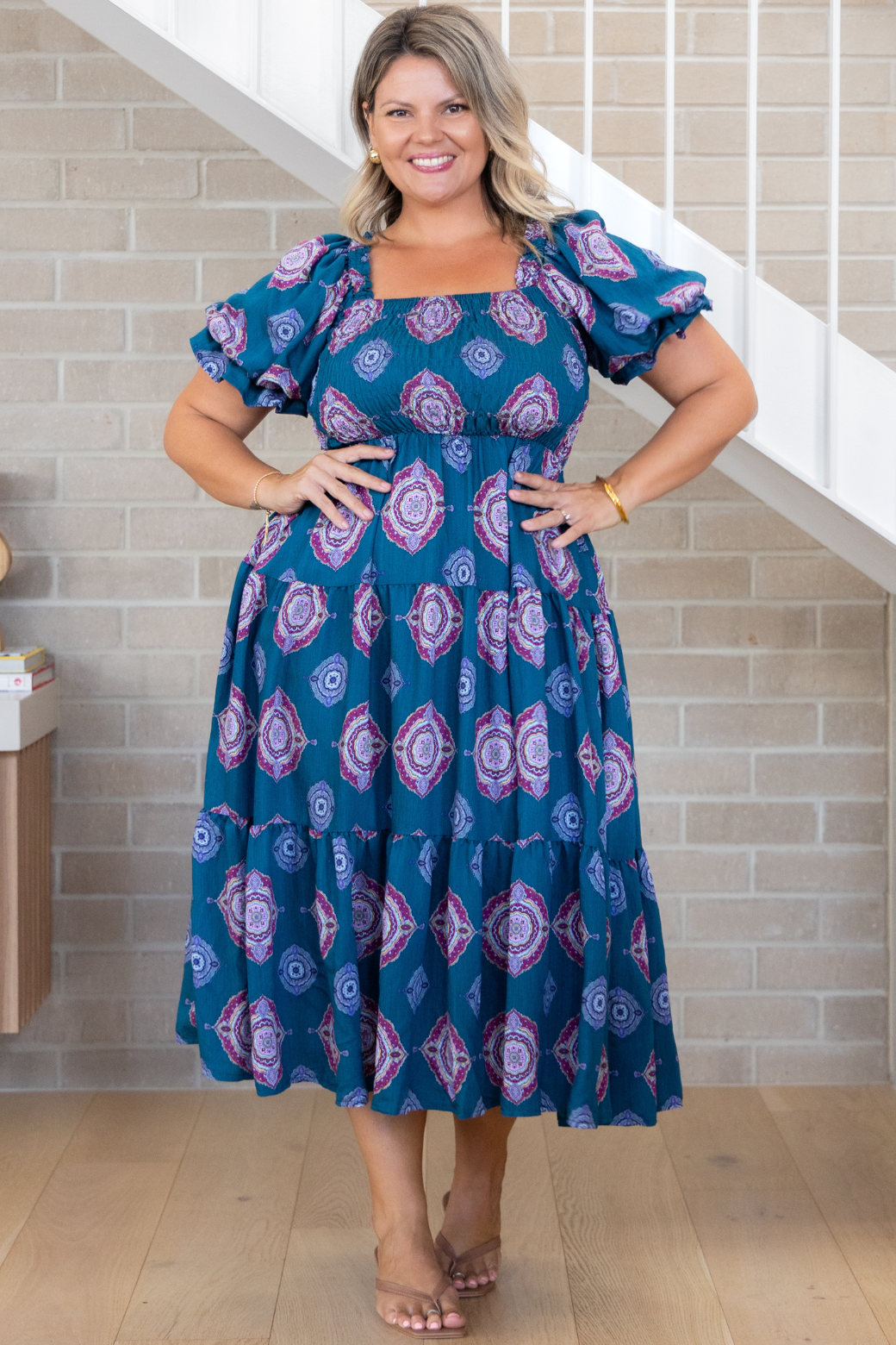 Shiloh Midi Dress Zara Print Teal