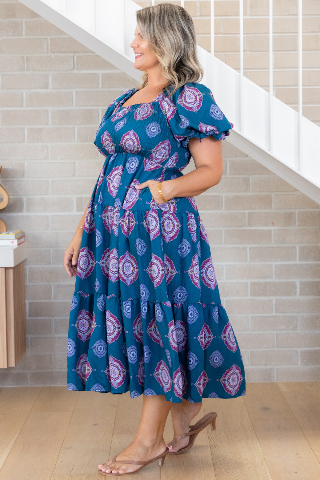 Shiloh Midi Dress Zara Print Teal