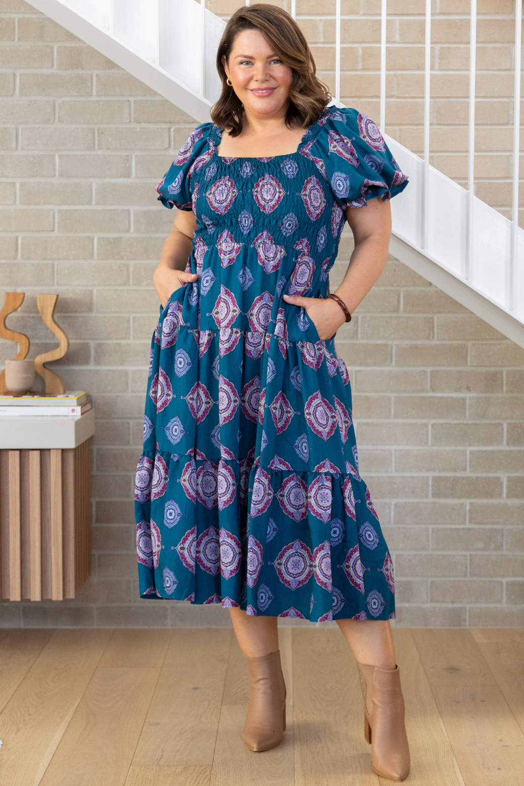 Shiloh Midi Dress Zara Print Teal