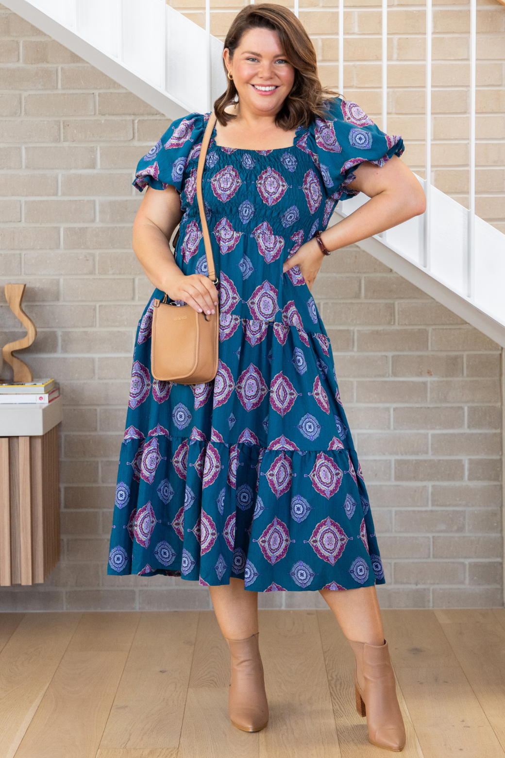 Shiloh Midi Dress Zara Print Teal