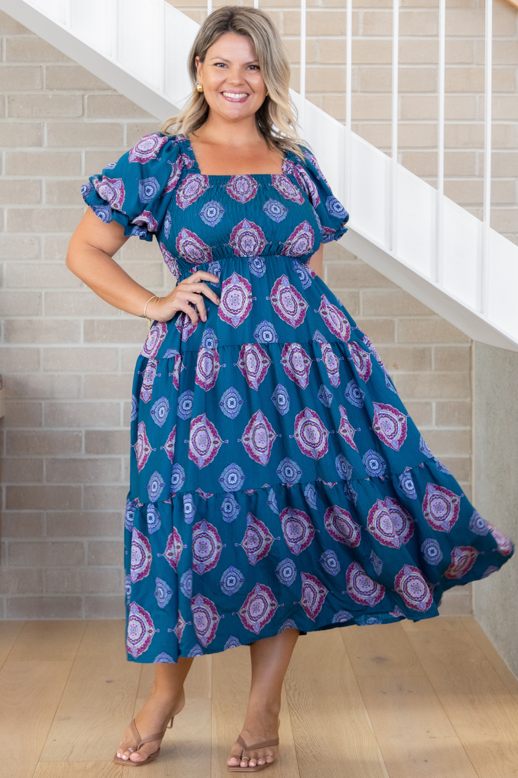 Shiloh Midi Dress Zara Print Teal