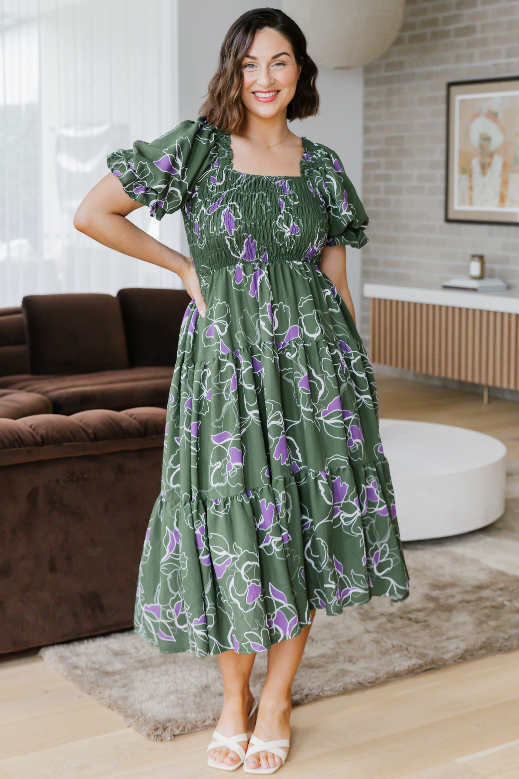 Shiloh Midi Dress Jasper Floral Olive