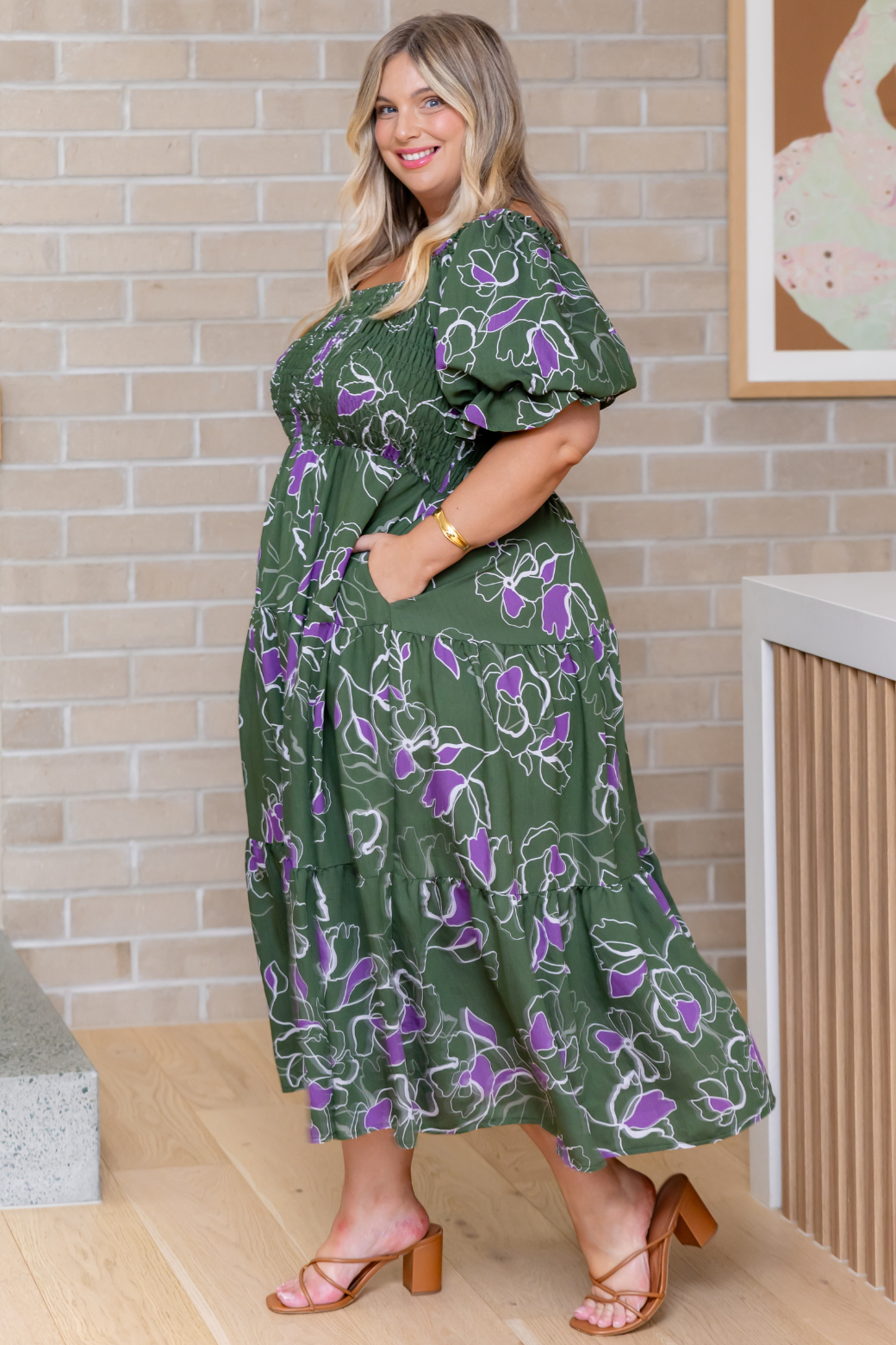 Shiloh Midi Dress Jasper Floral Olive