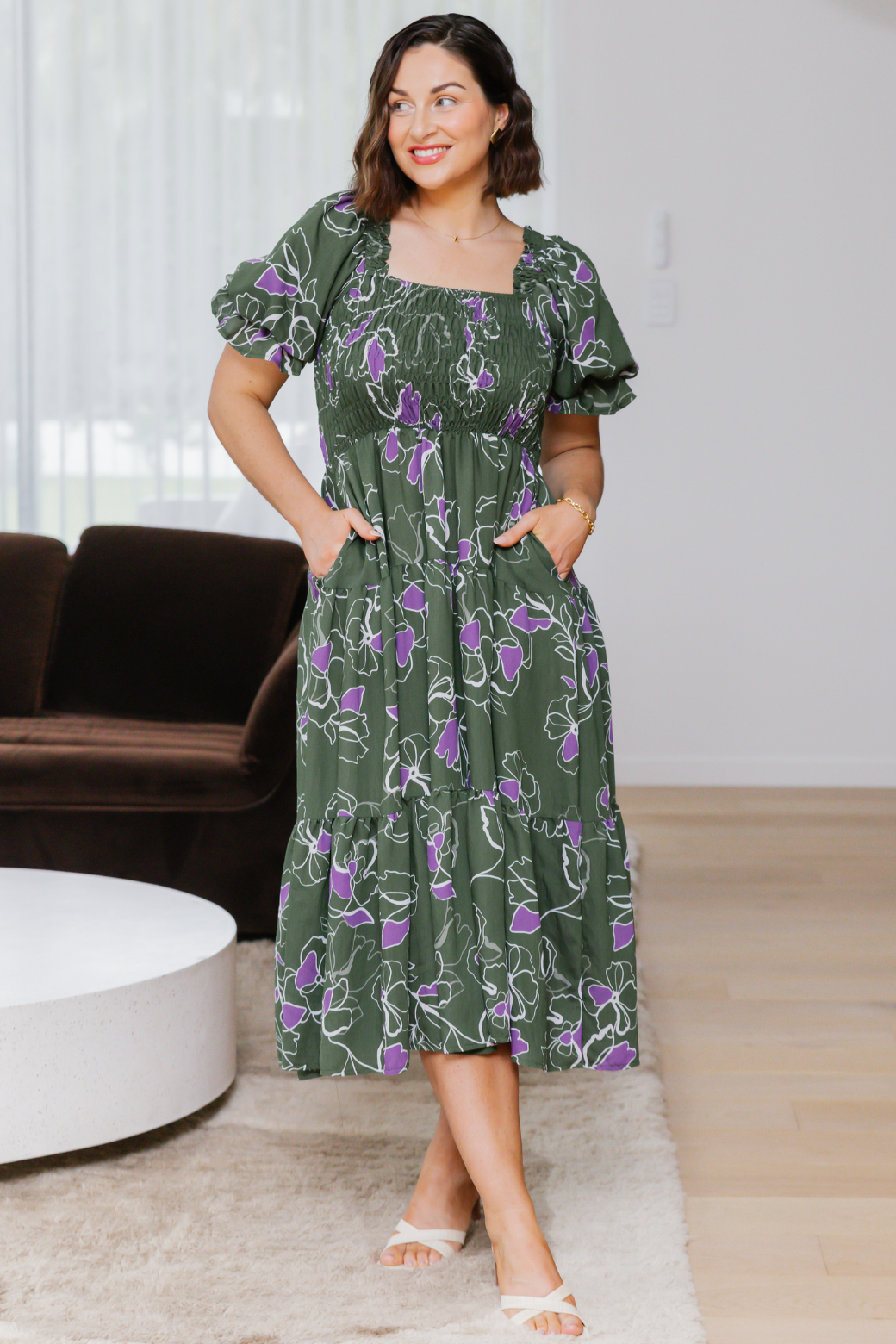 Shiloh Midi Dress Jasper Floral Olive