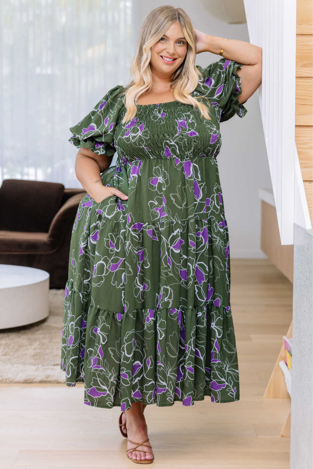 Shiloh Midi Dress Jasper Floral Olive