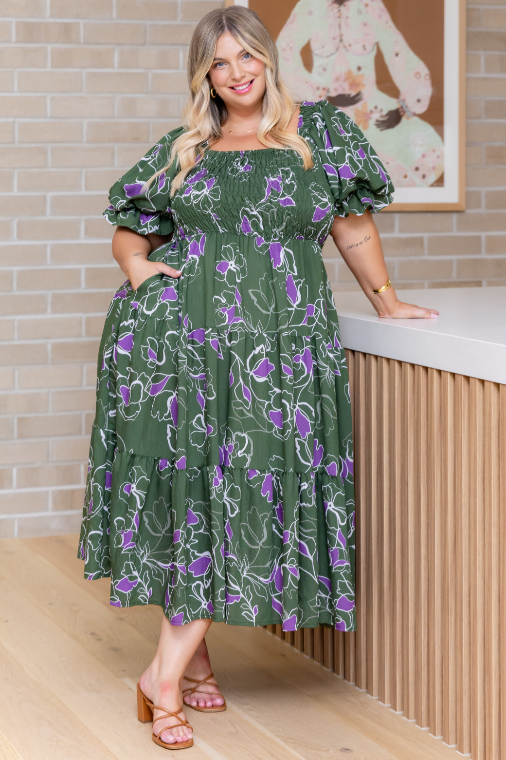 Shiloh Midi Dress Jasper Floral Olive