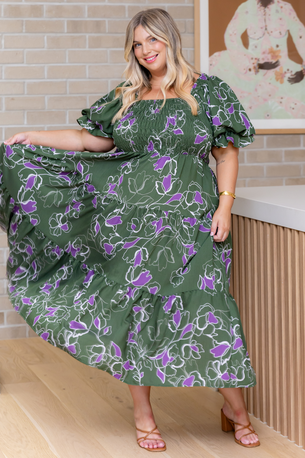 Shiloh Midi Dress Jasper Floral Olive