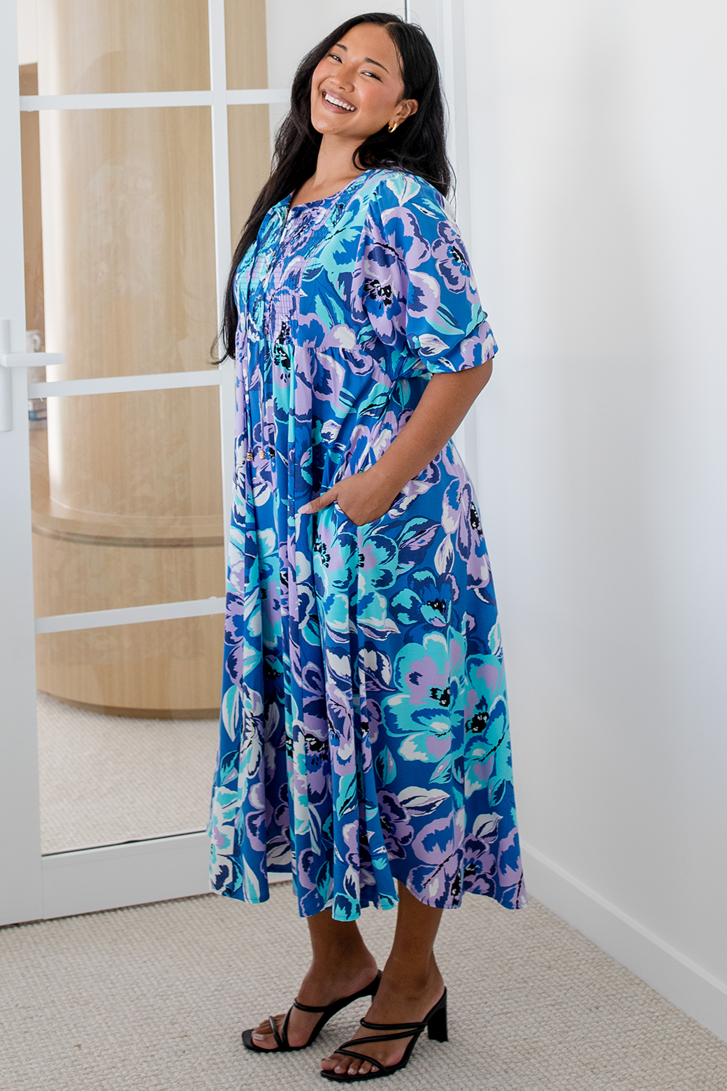 Shona Midi Dress Aruba Print Blue