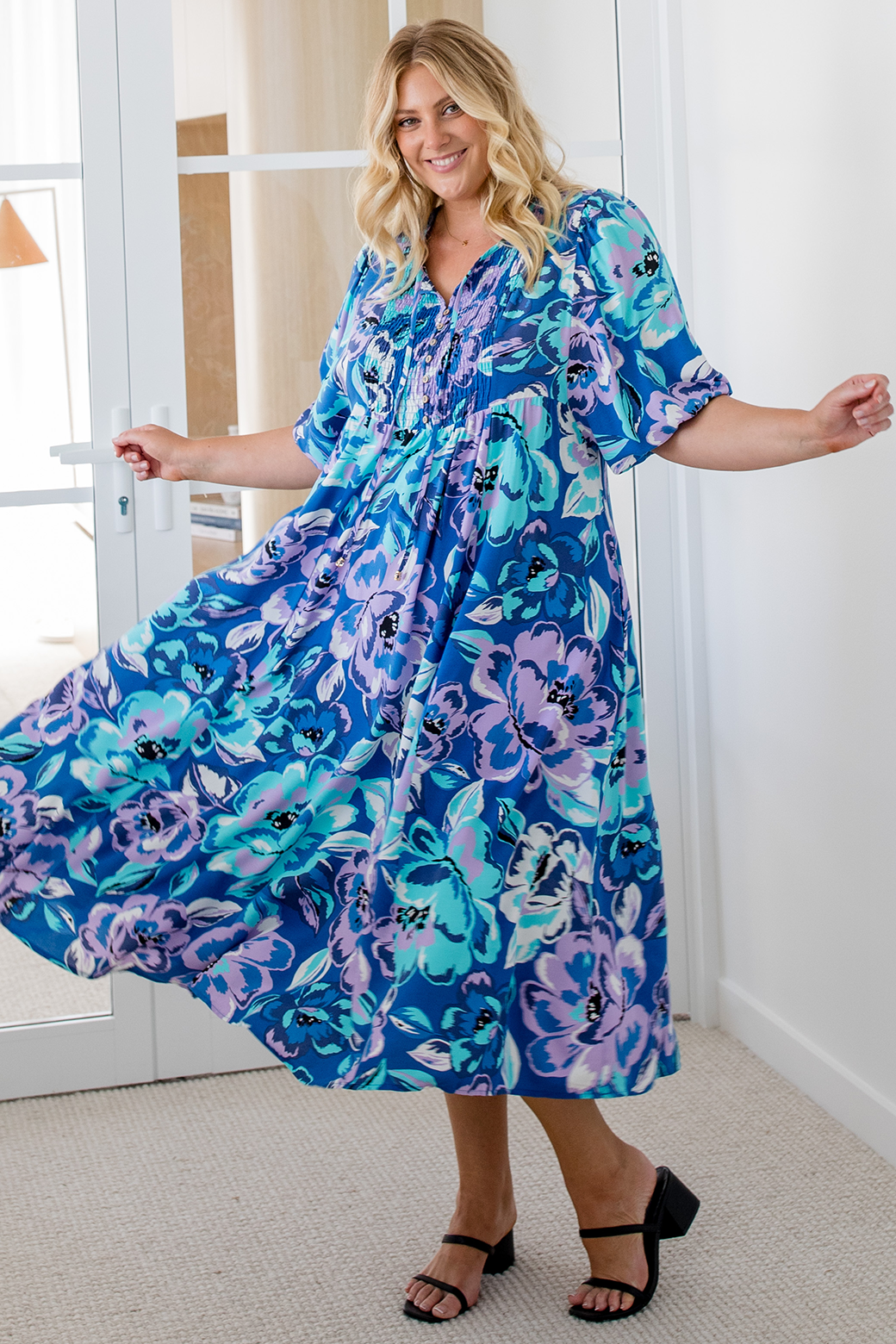 Shona Midi Dress Aruba Print Blue