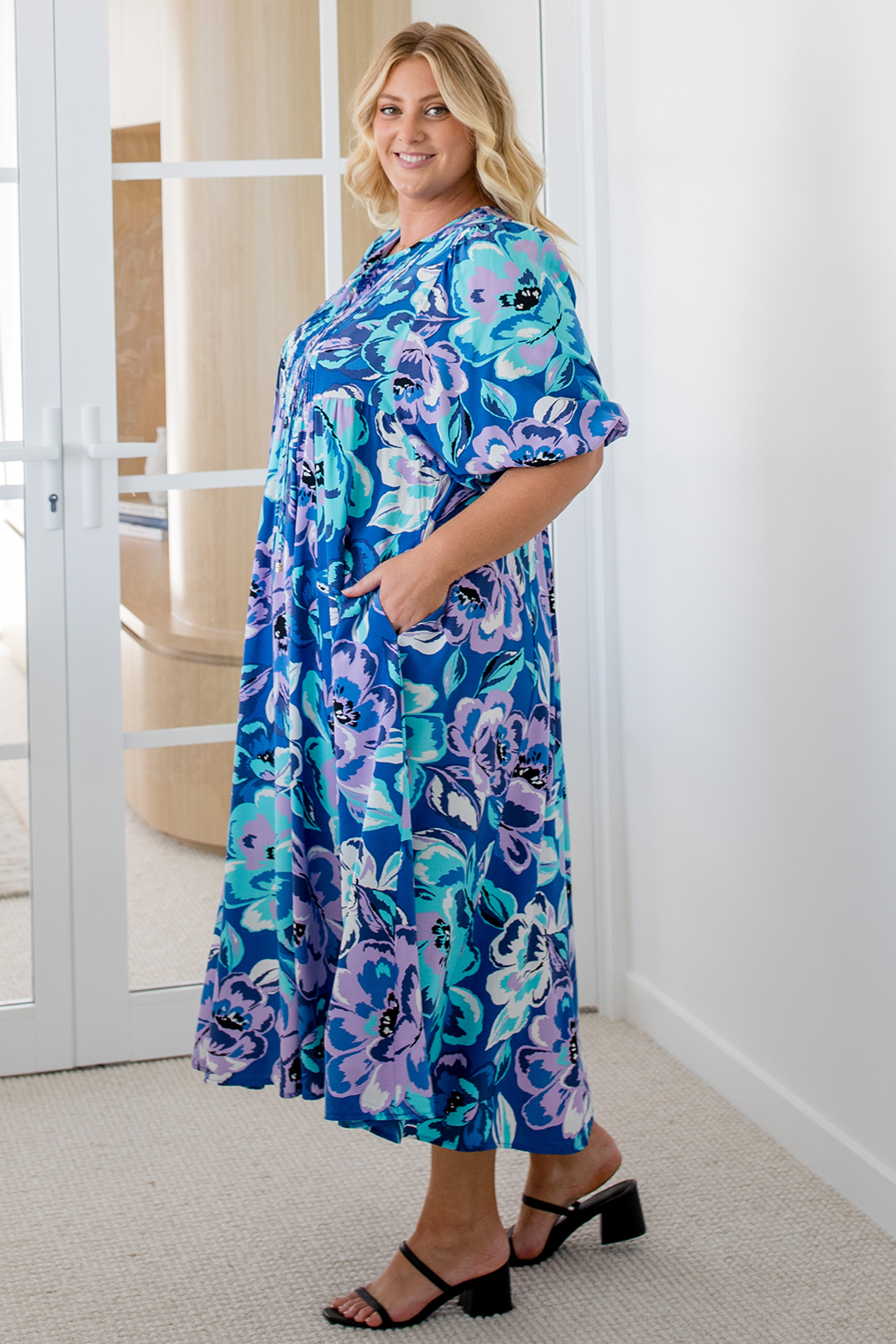 Final Sale | Shona Midi Dress Aruba Print Blue
