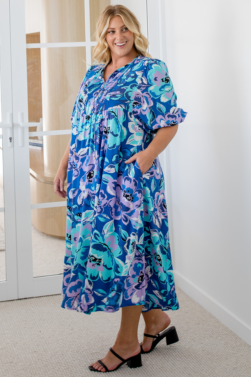 Shona Midi Dress Aruba Print Blue