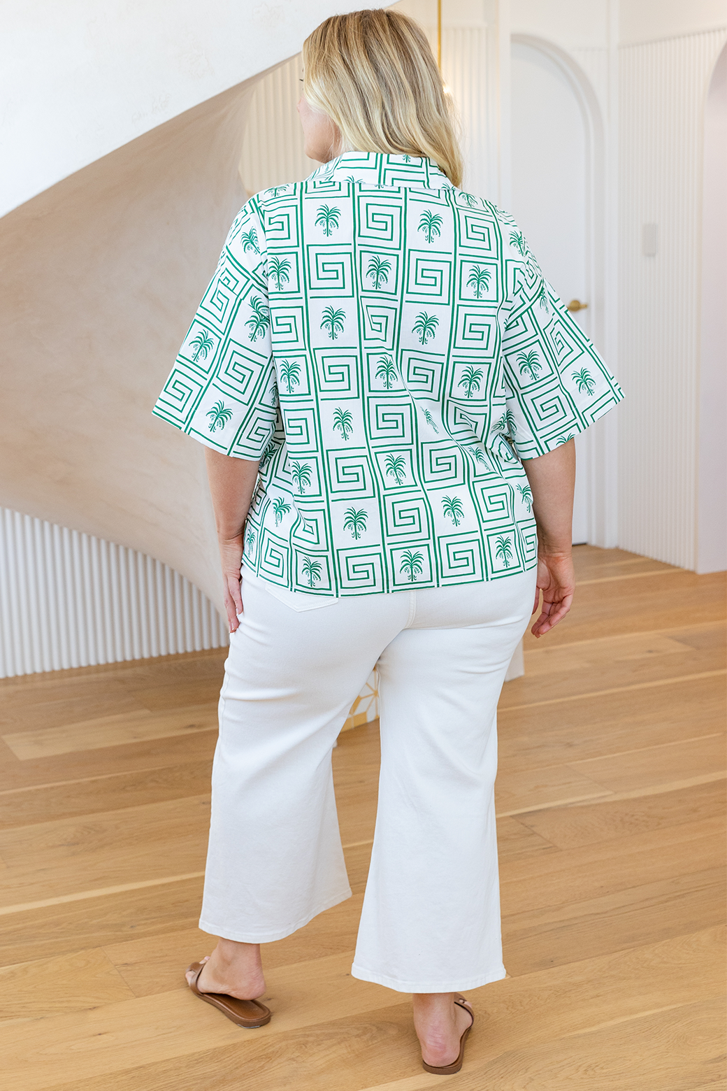 Final Sale | Siarra Shirt Green Palm Print