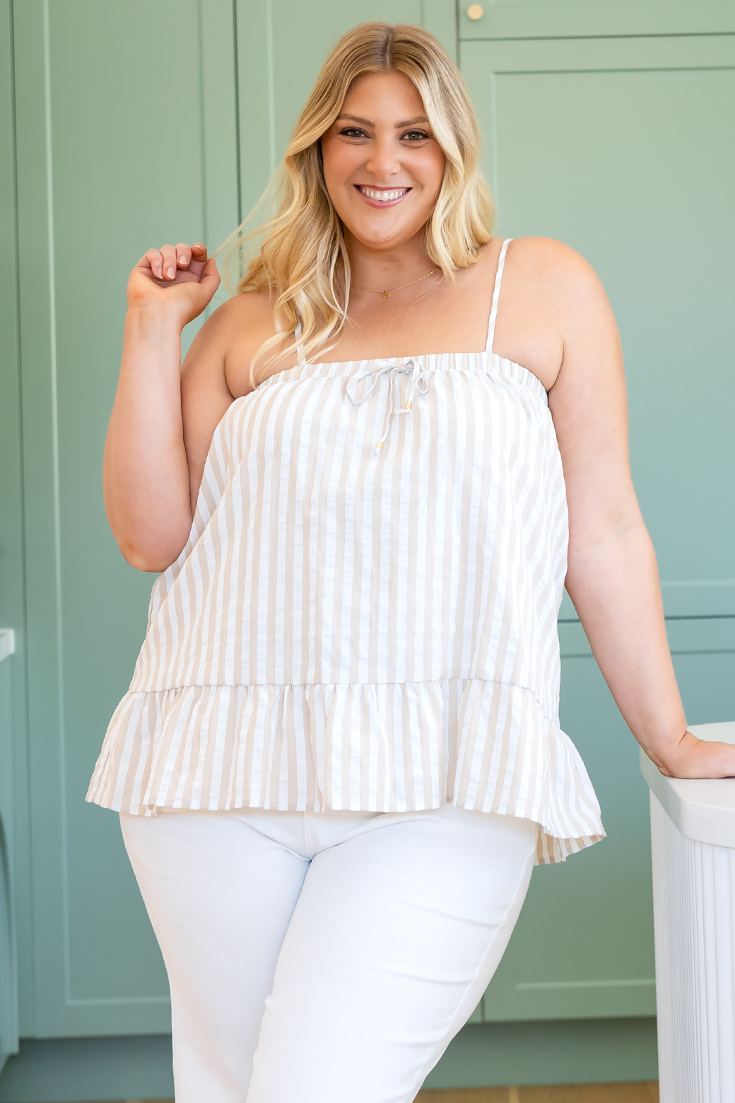 Sinead Top Latte Stripe