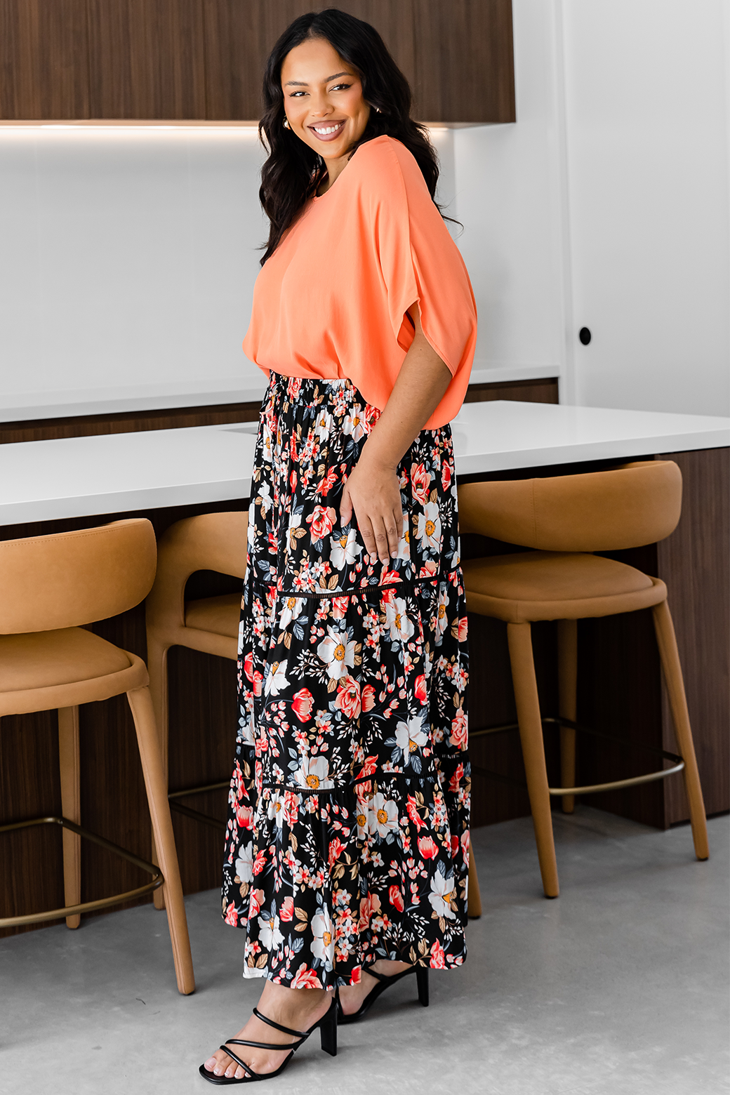 Final Sale | Sloan Maxi Skirt Rosetta Print Black
