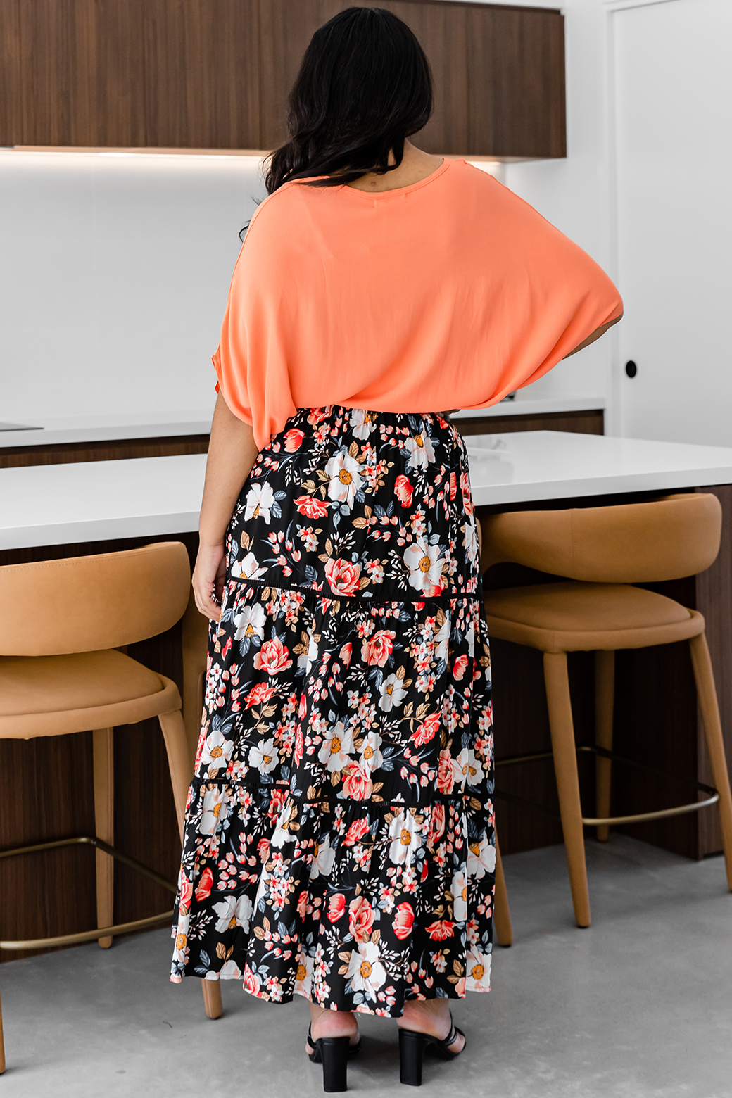 Final Sale | Sloan Maxi Skirt Rosetta Print Black