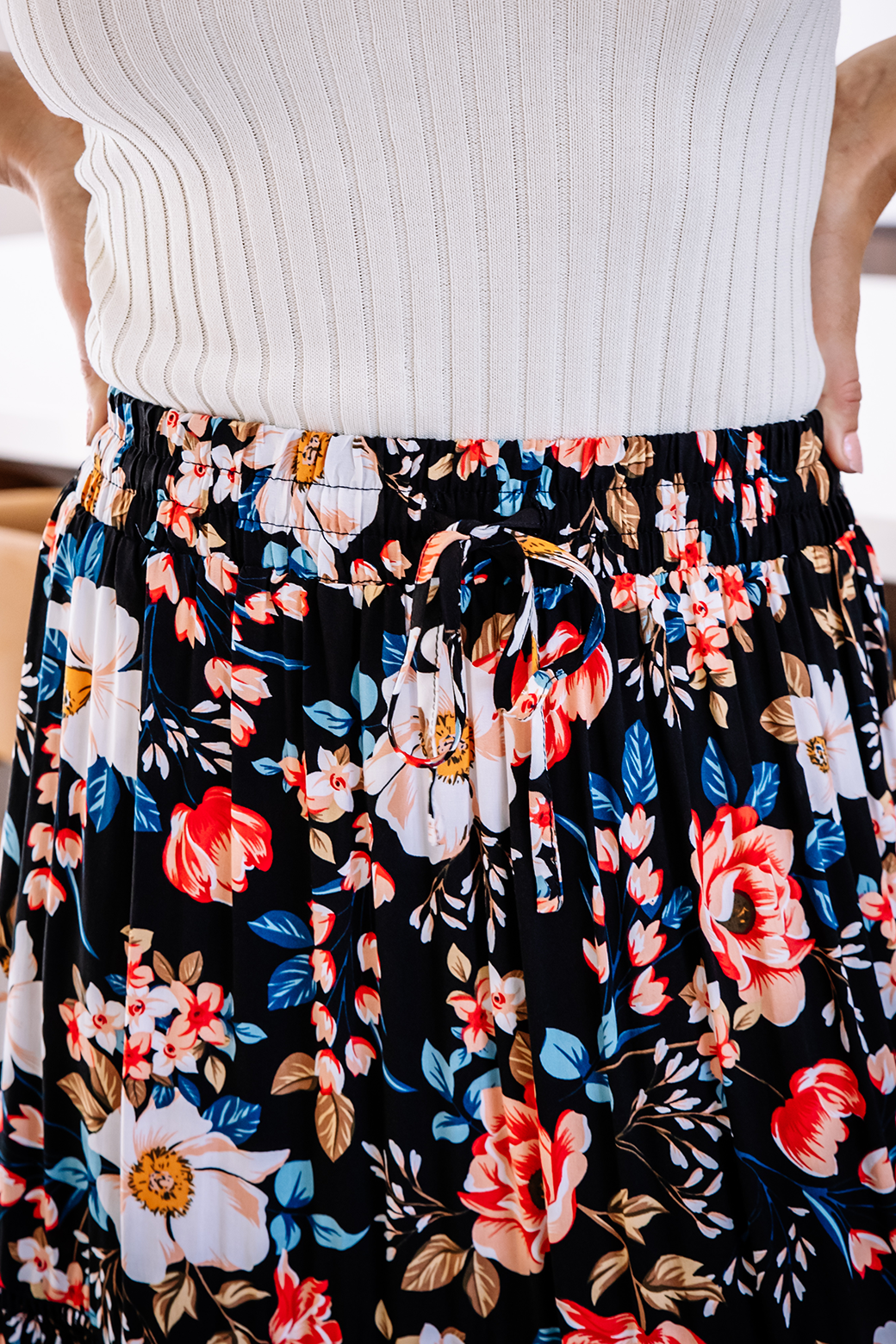 Final Sale | Sloan Maxi Skirt Rosetta Print Black