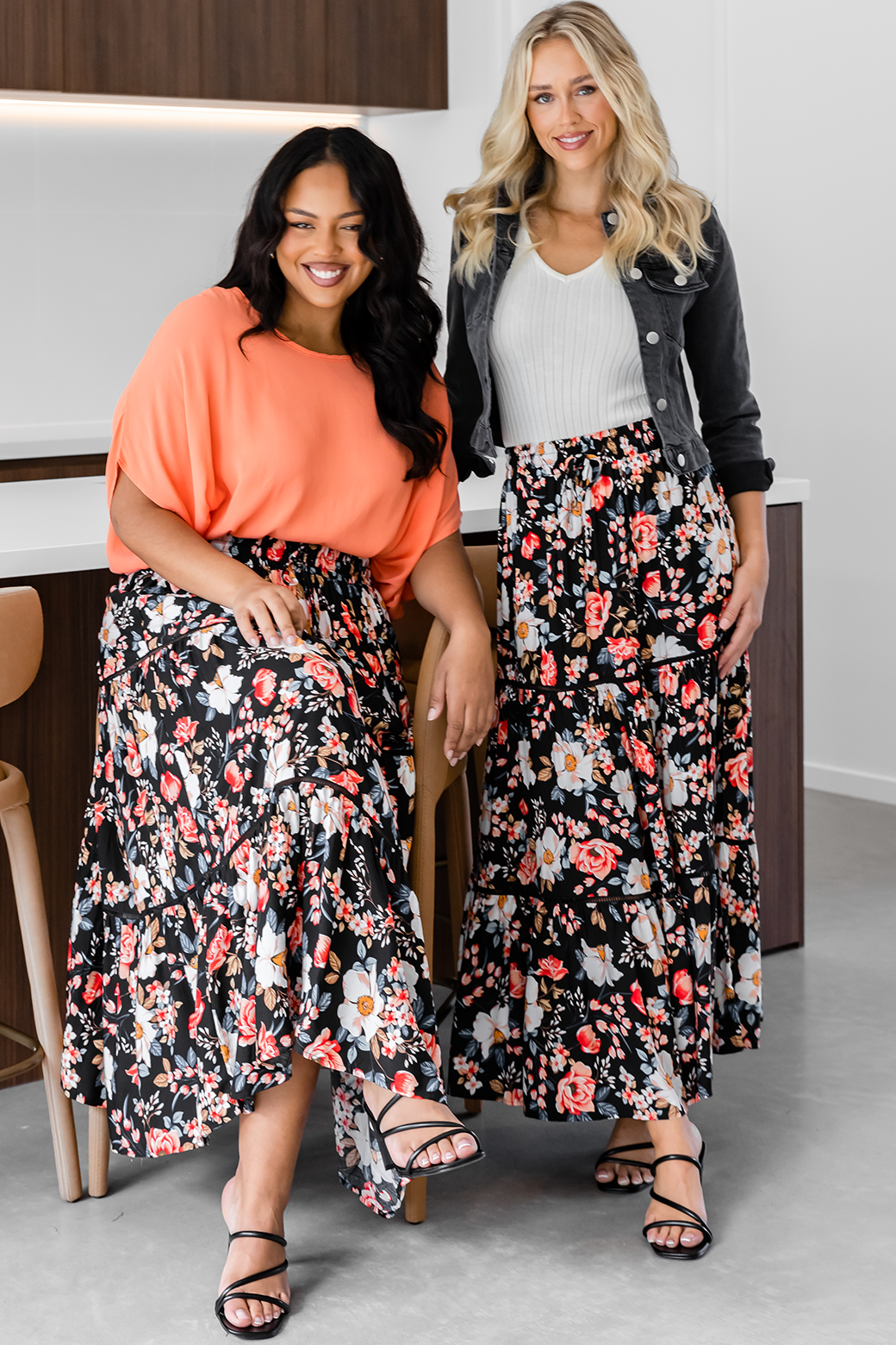 Final Sale | Sloan Maxi Skirt Rosetta Print Black