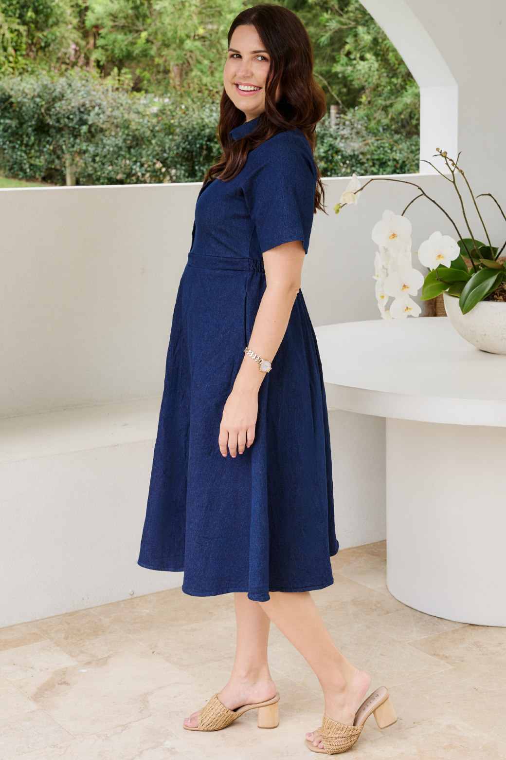 Spencer Midi Denim Dress Indigo