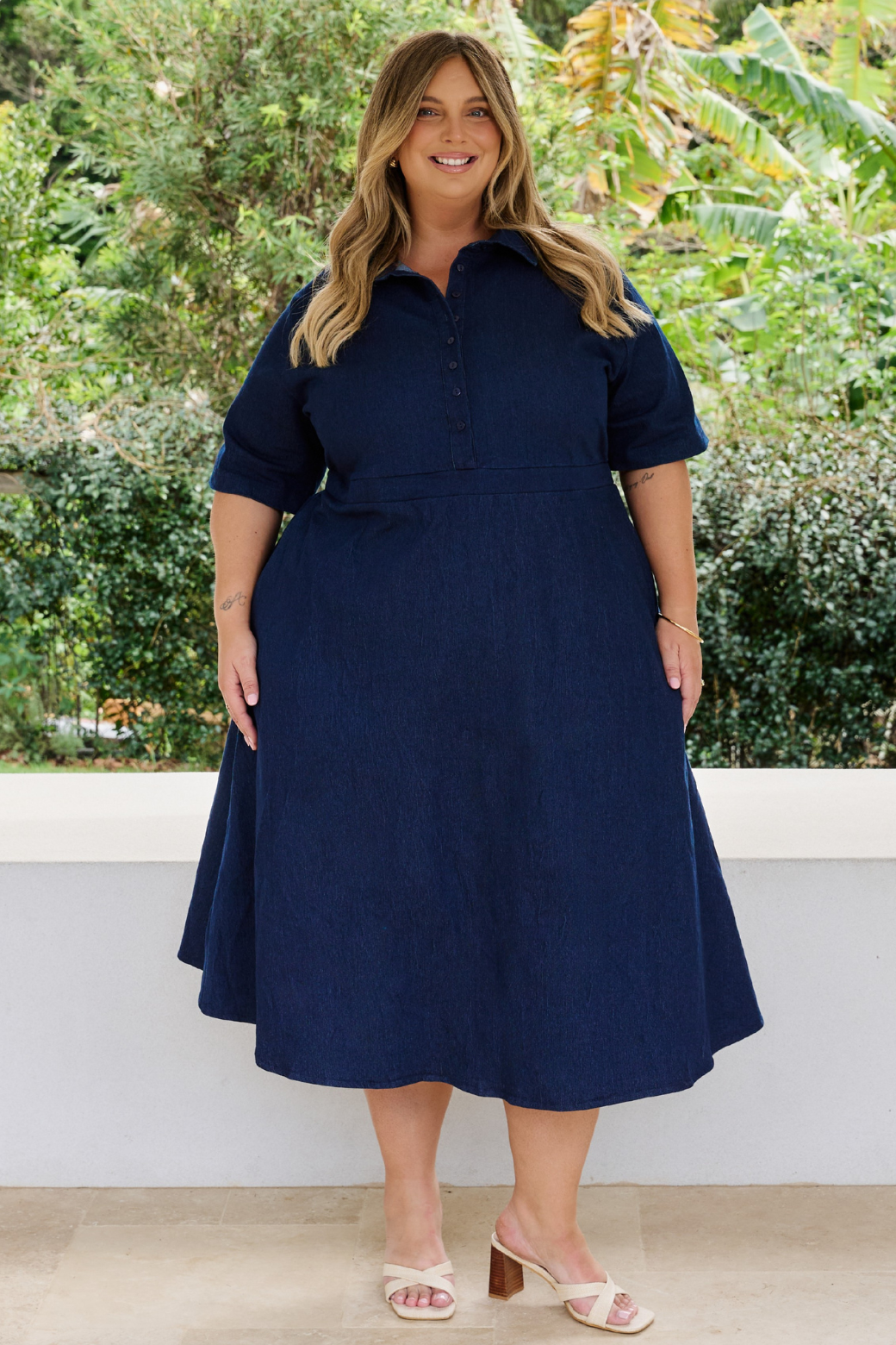 Spencer Midi Denim Dress Indigo
