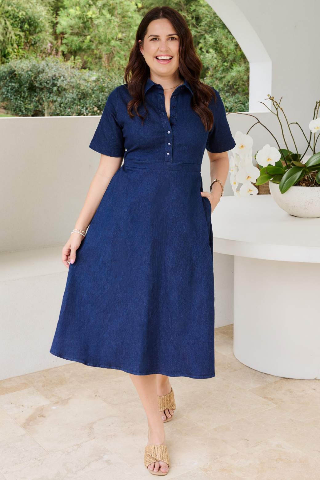 Spencer Midi Denim Dress Indigo