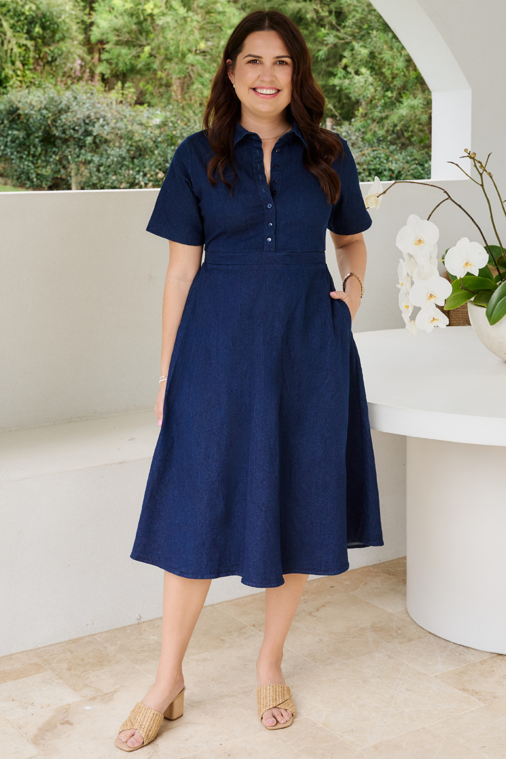 Spencer Midi Denim Dress Indigo