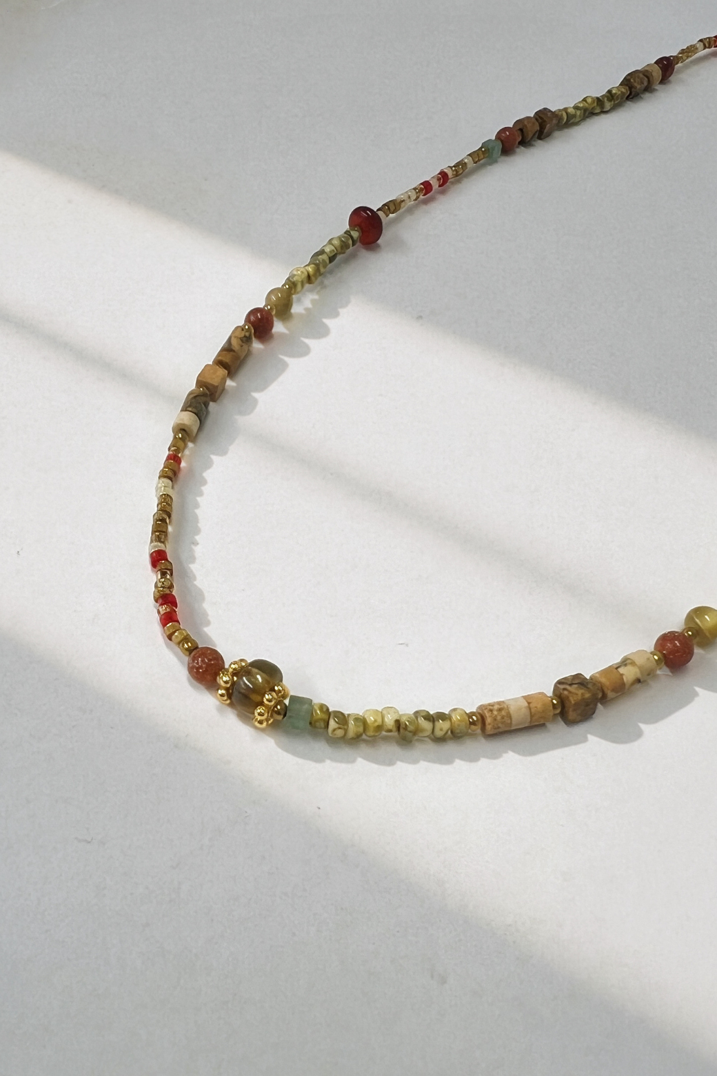 Stone Glass Beaded Necklace Green