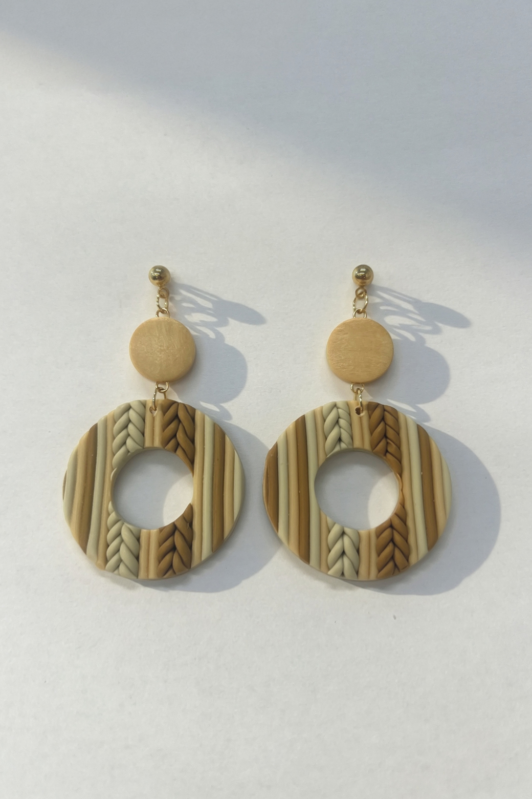 Stripe Polymer Clay Ring Drop Earring