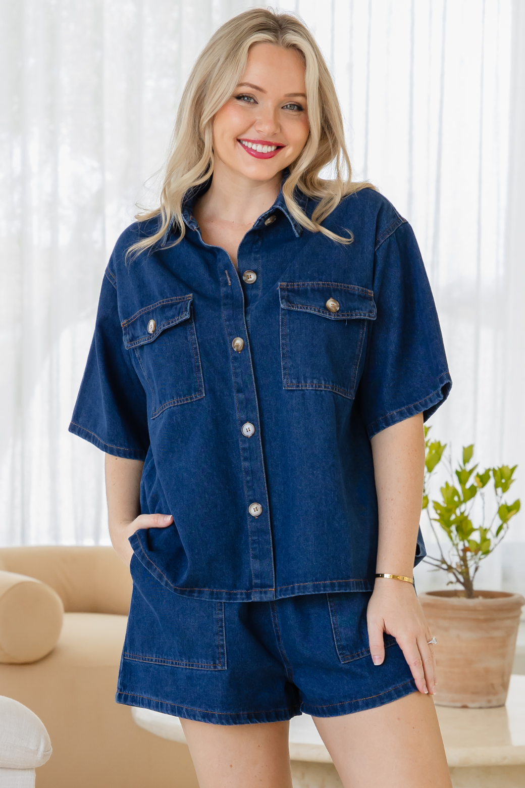 Tash Denim Shorts Dark Indigo