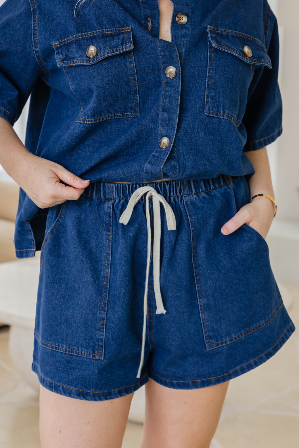 Tash Denim Shorts Dark Indigo