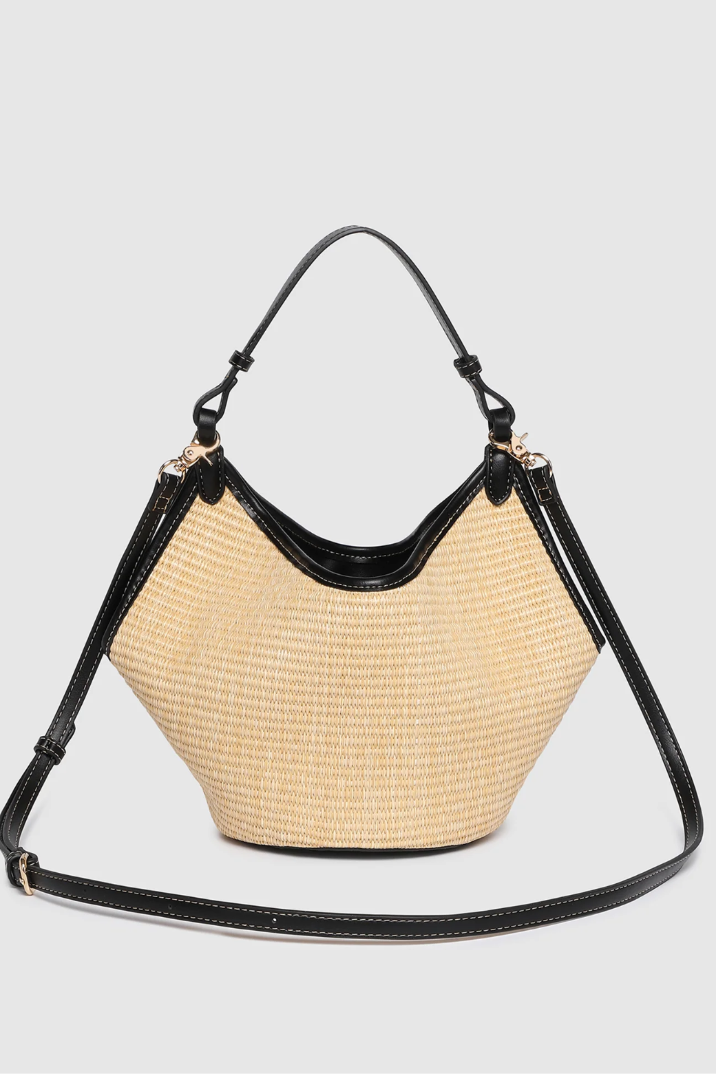 Louenhide Taya Mini Tote Bag - Raffia/ Black