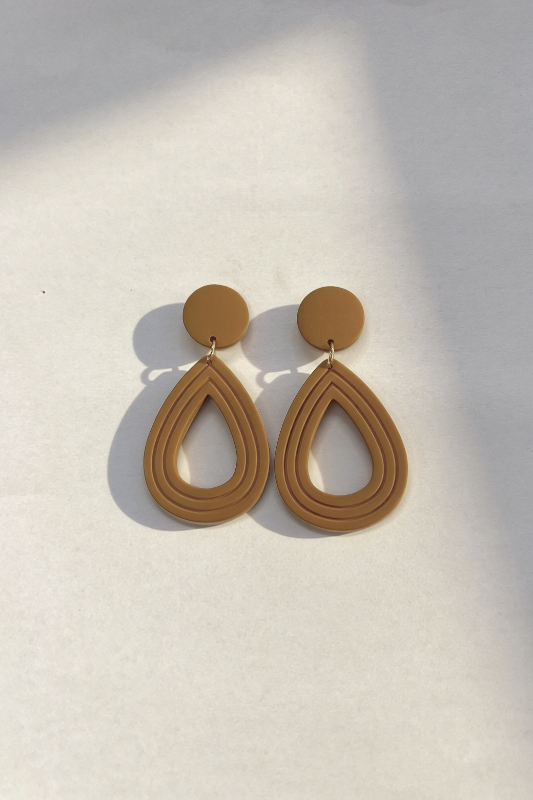Tan Polymer Clay TDrop Earrings