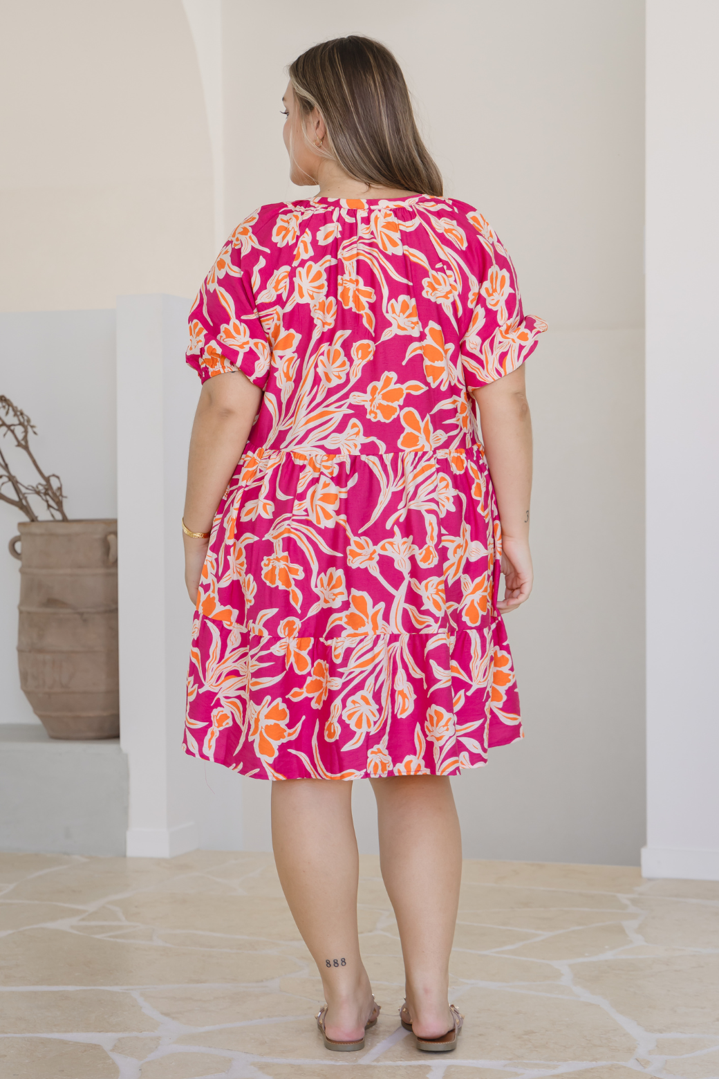 Final Sale | Tana Smock Dress Hudson Print Pink