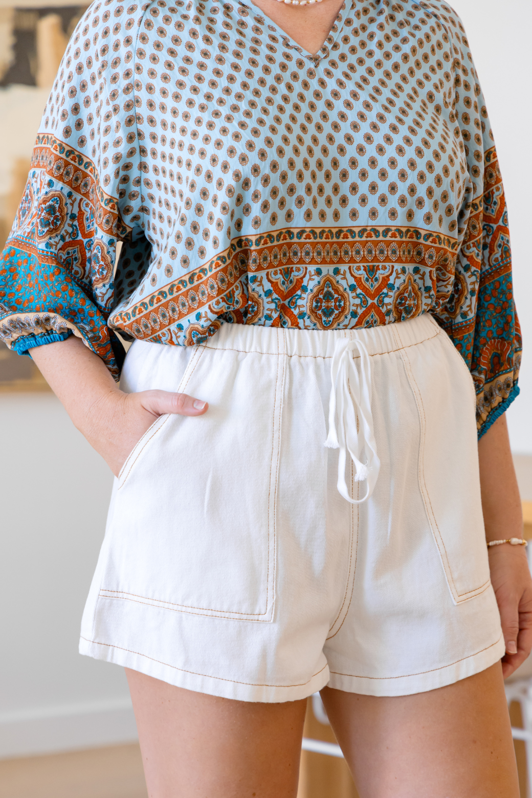Tash Denim Shorts Off White