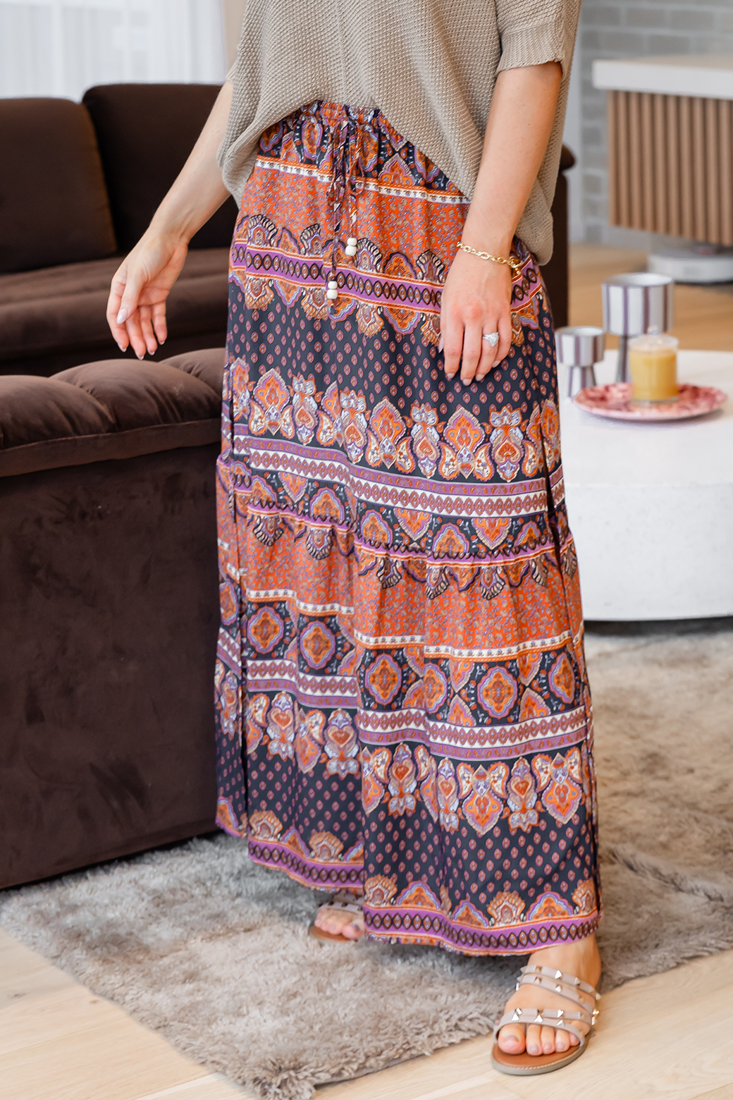Alannah Maxi Skirt Lily Print Slate