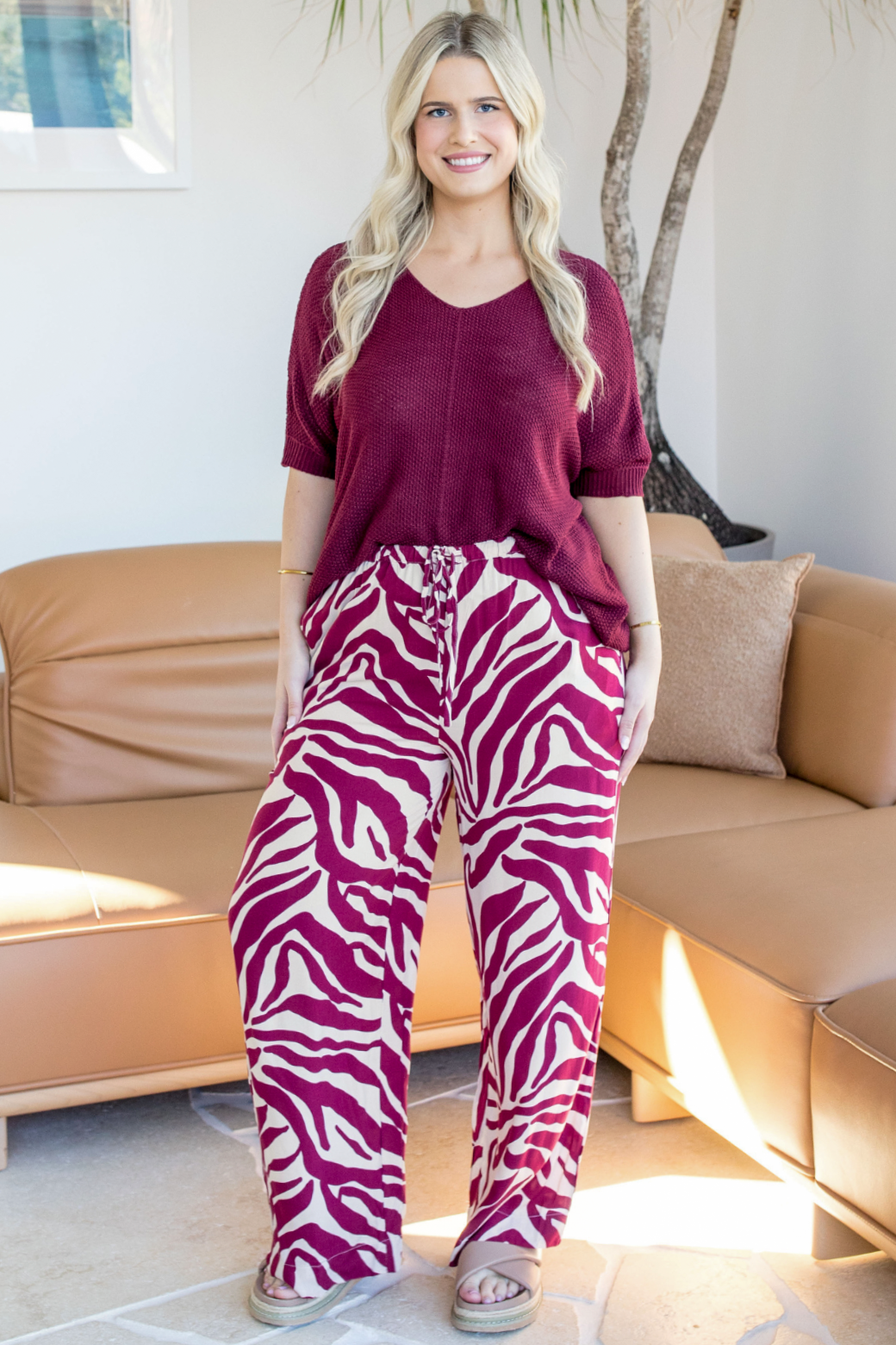 Tate Knit Top Burgundy