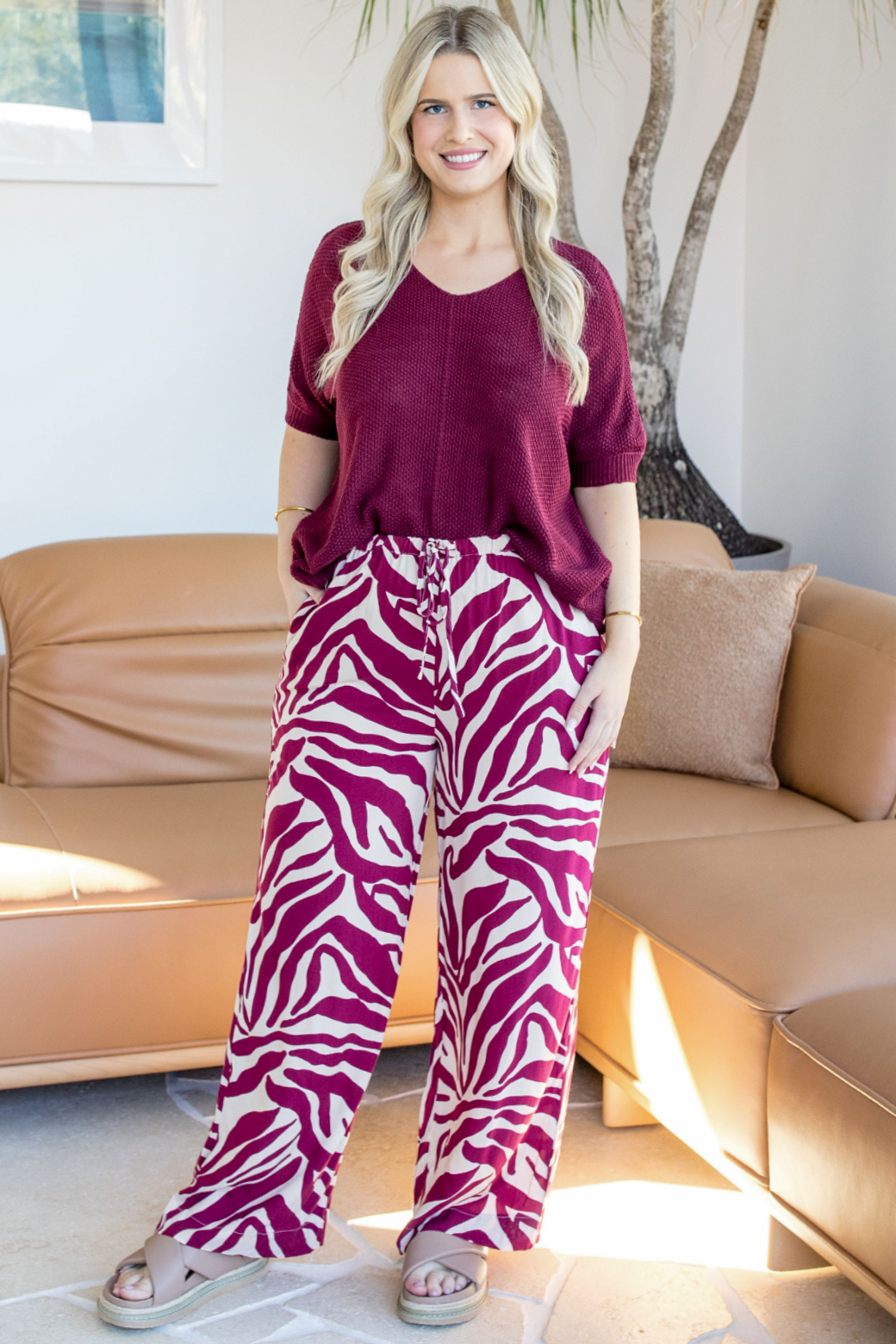 Tate Knit Top Burgundy