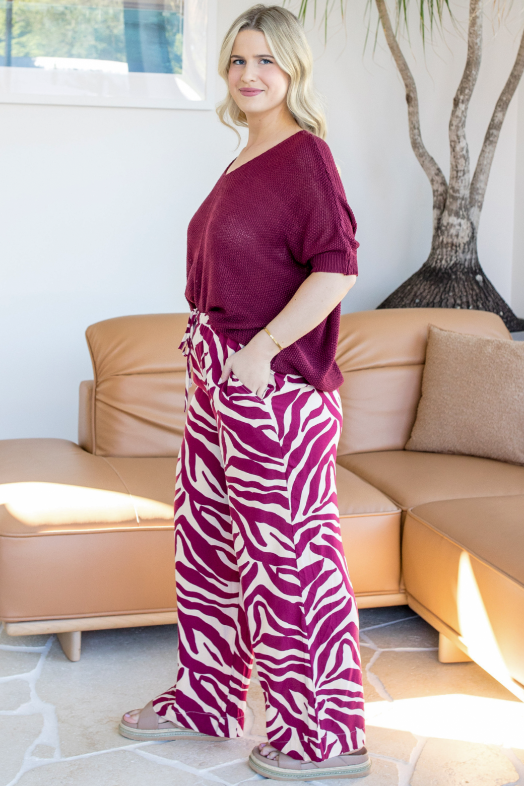 Tate Knit Top Burgundy
