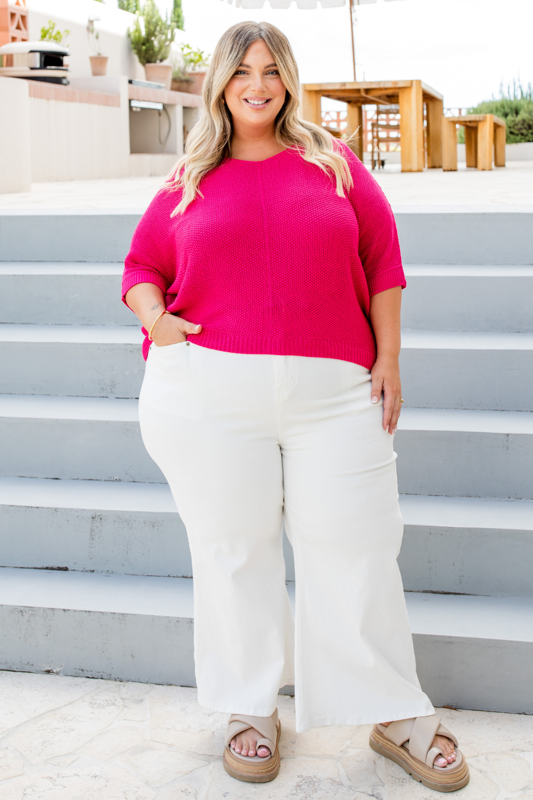 Tate Knit Top Peony Pink