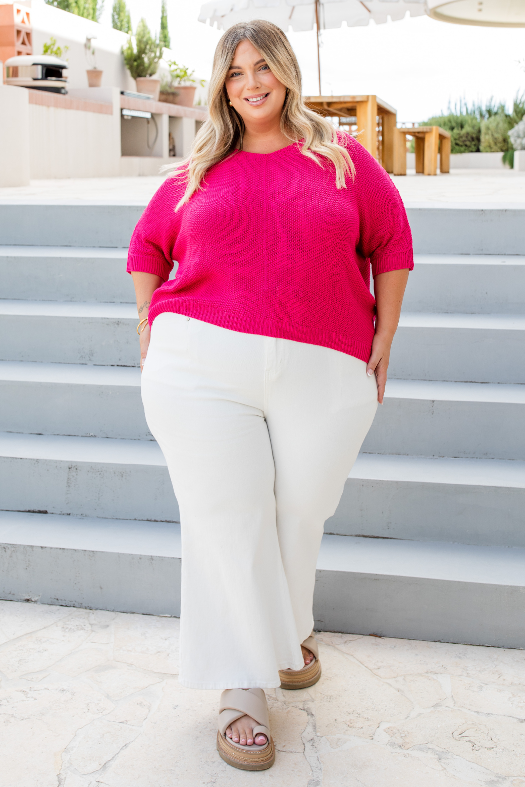 Tate Knit Top Peony Pink