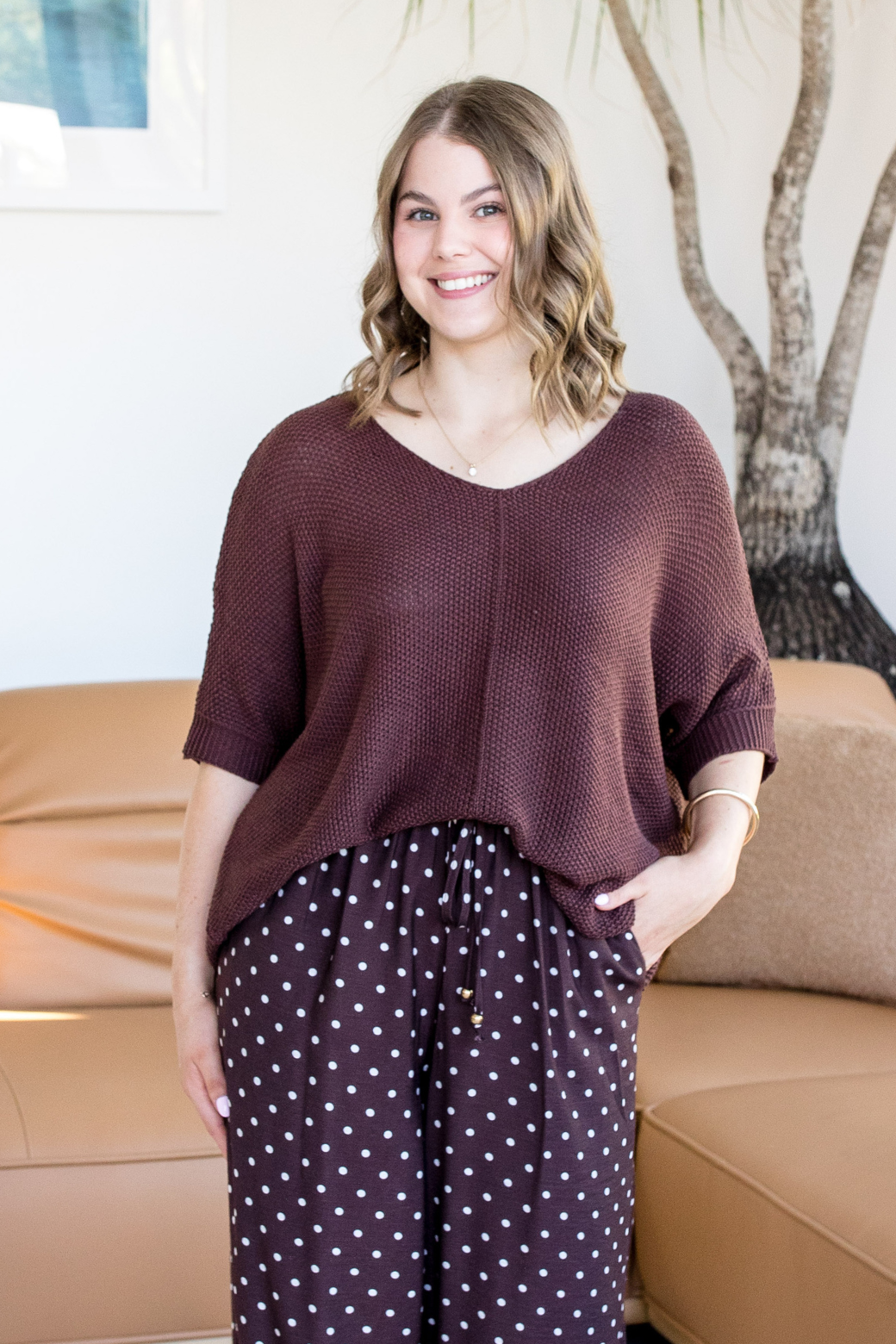 Tate Knitted Top Bitter Chocolate