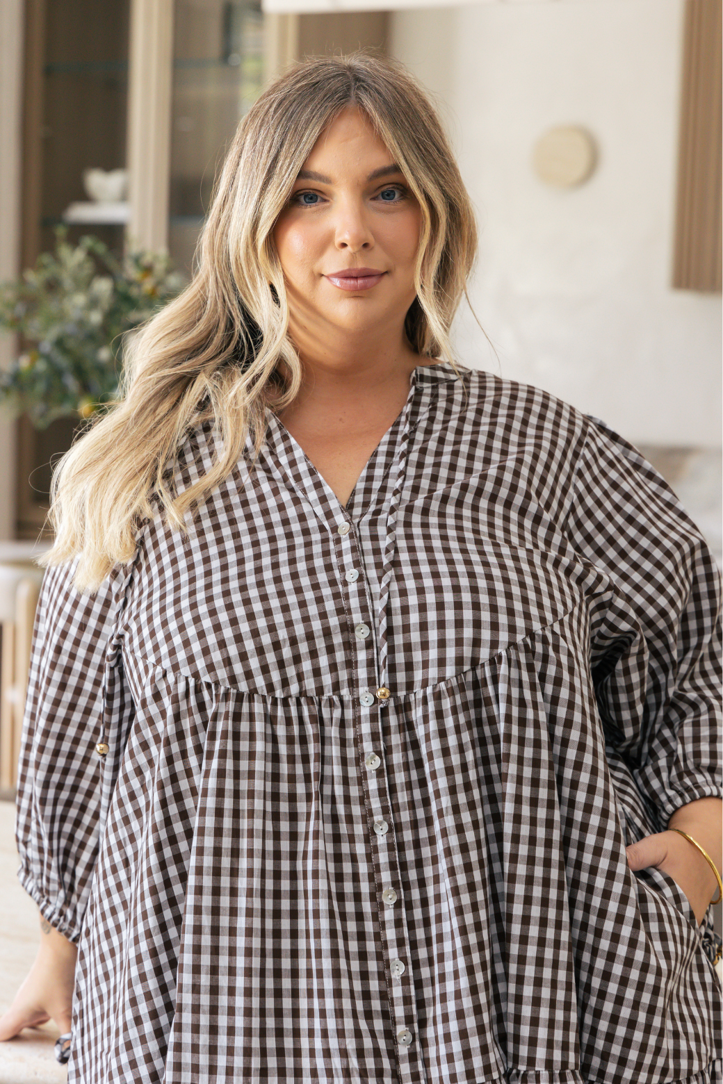 Taylah Dress Choc Gingham