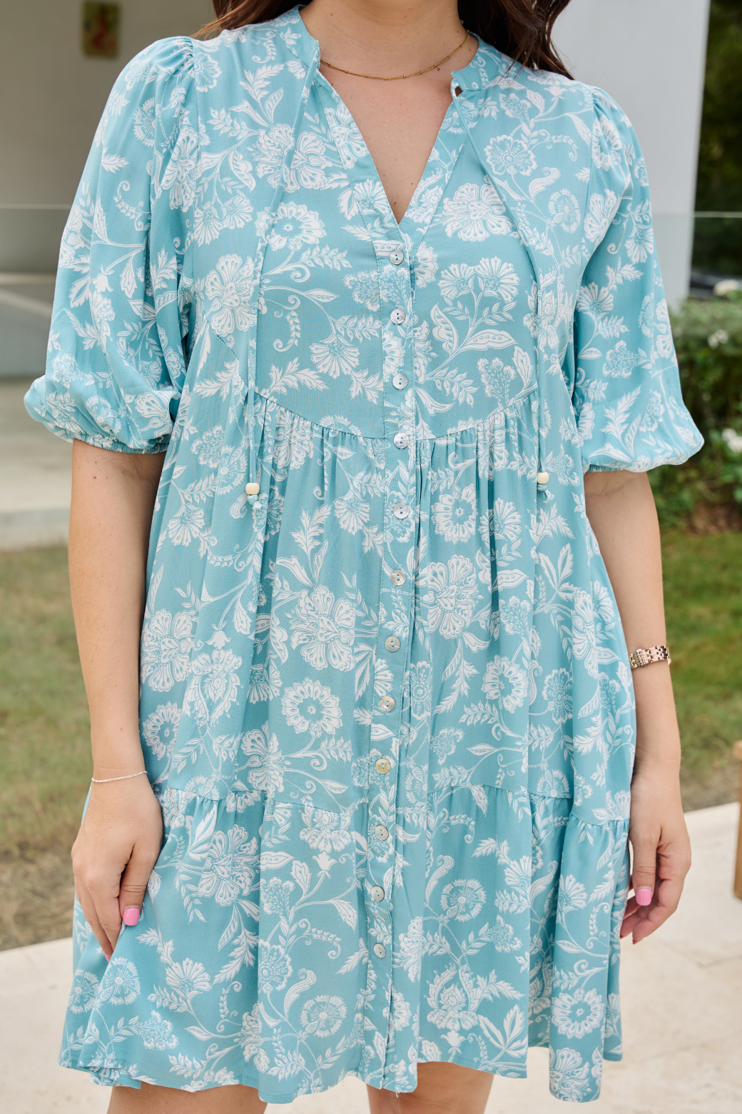 Taylah Dress Josephine Print Turqouise